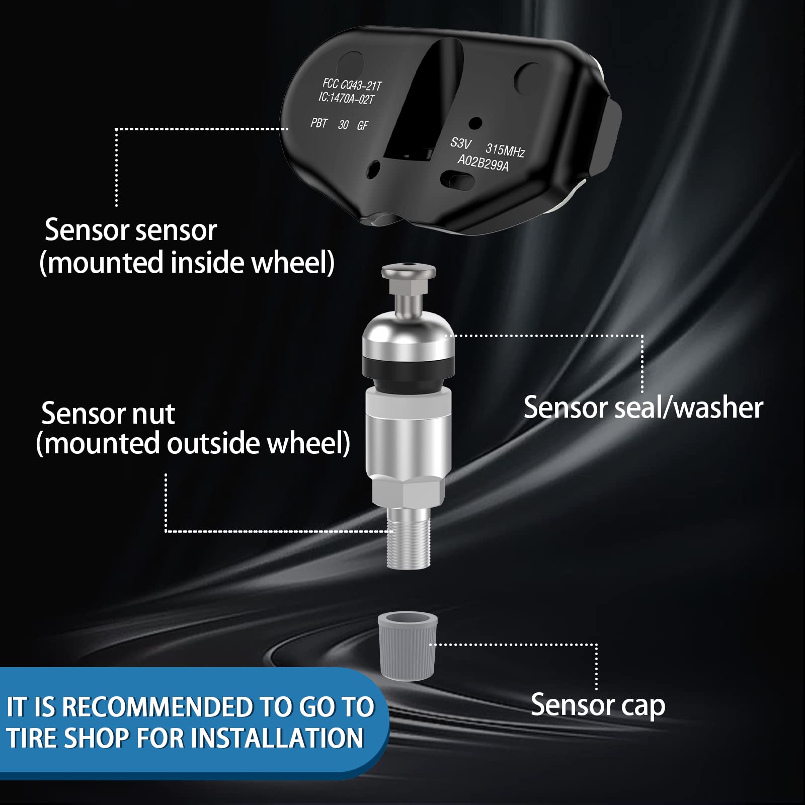 TPMS Sensor, 315MHZ Tire Pressure Monitor System Sensors for Acura MDX 2005 2006 TL 2006-2008 RL 2005-2008|Honda Odyssey Touring