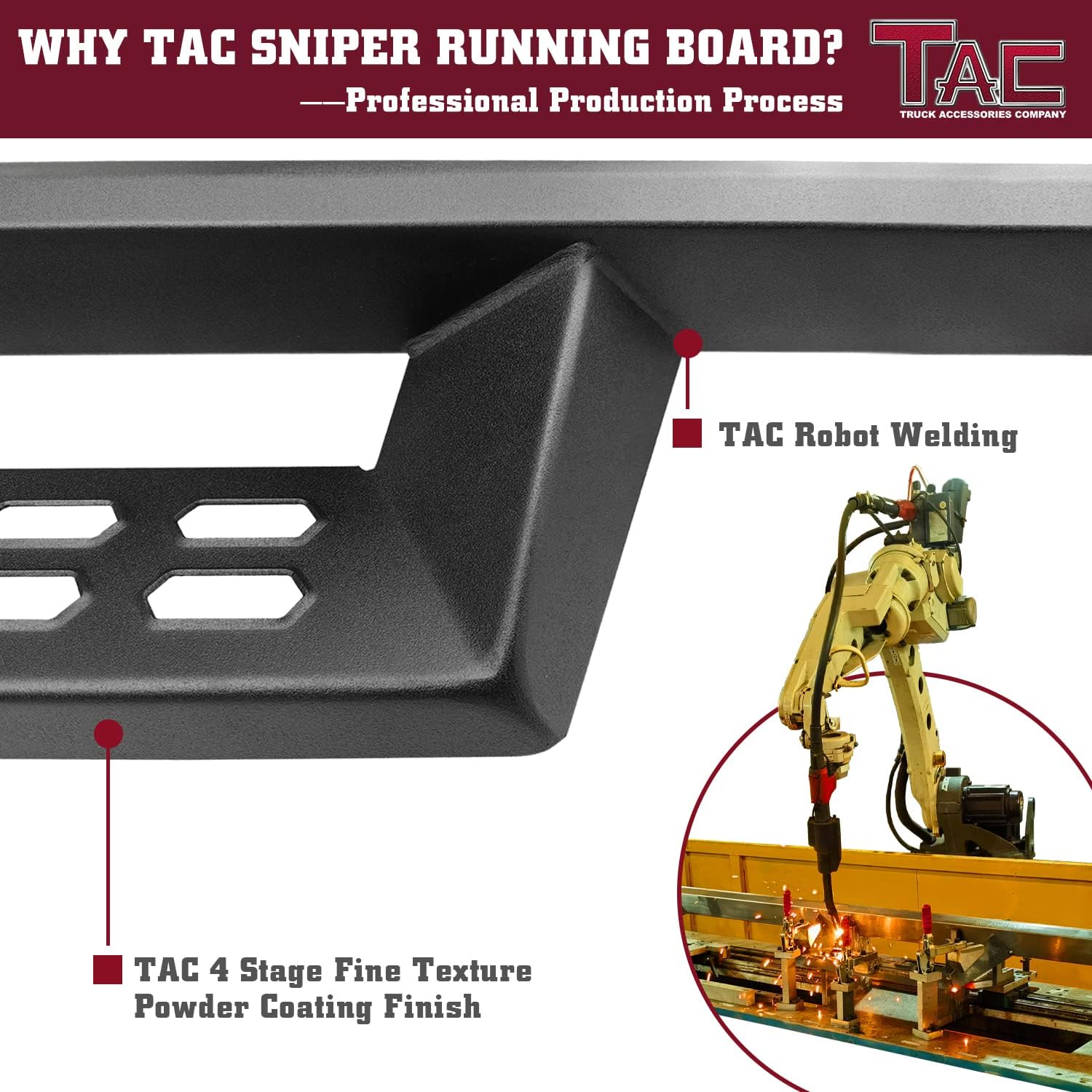 Tac Sniper Running Boards Compatible With 2020-2024 Jeep Gladiator Jt Truck Pickup 4' Drop Fine Texture Black Side Steps Nerf Bars Rock Slider Armor Off-Road Accessories (2Pcs)