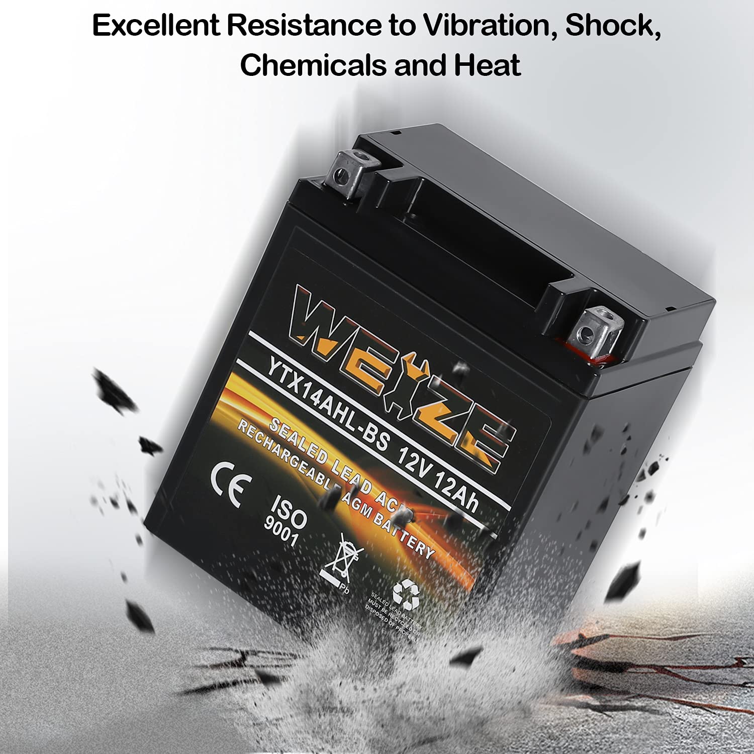 WEIZE YTX4L-BS AGM Motorcycle Battery for Polaris, Honda, Kawasaki, Can-Am, Yamaha - High Performance, Compatible with Multiple Models
