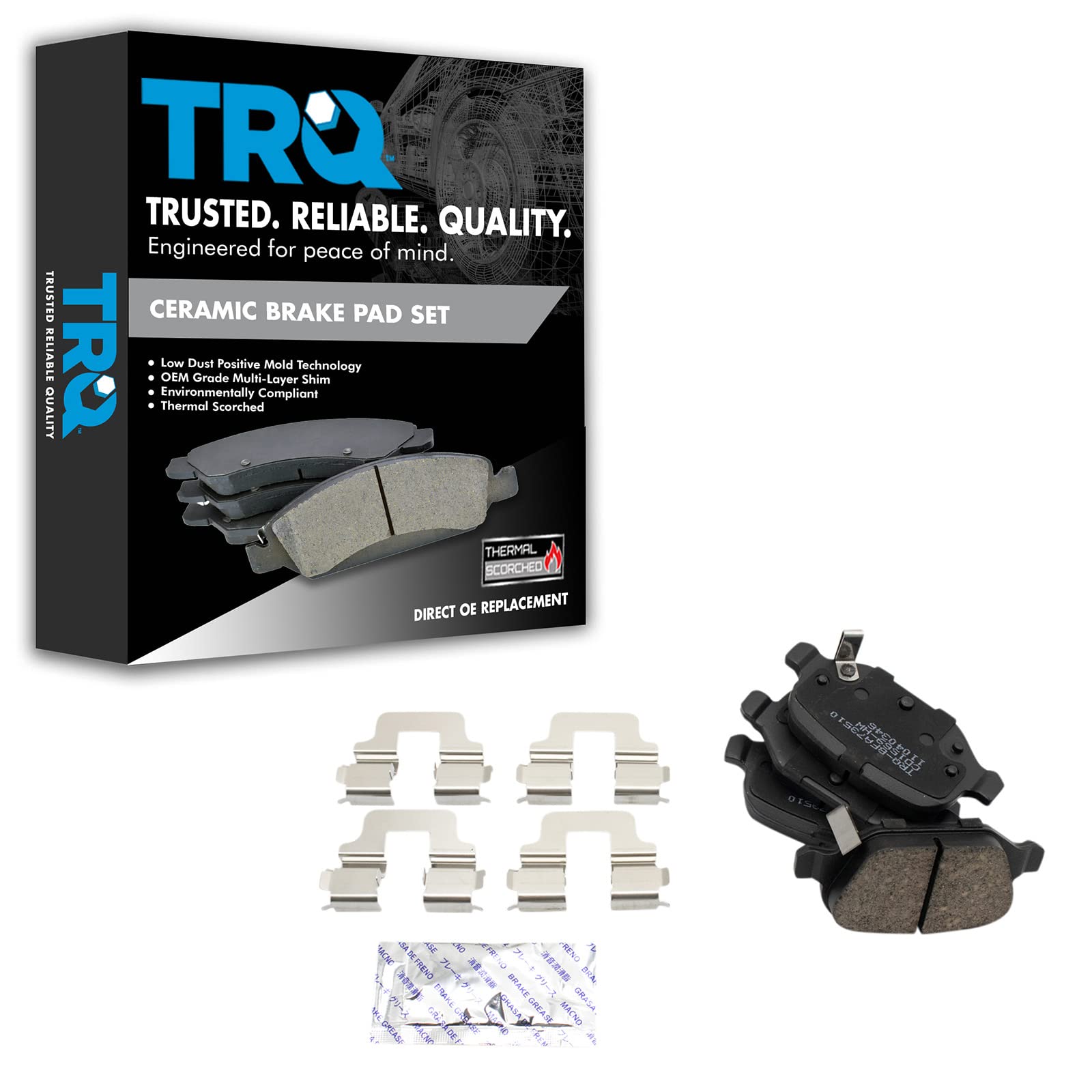Trq Rear Brake Pads Ceramic Compatible With 2012-2019 Fiat 500