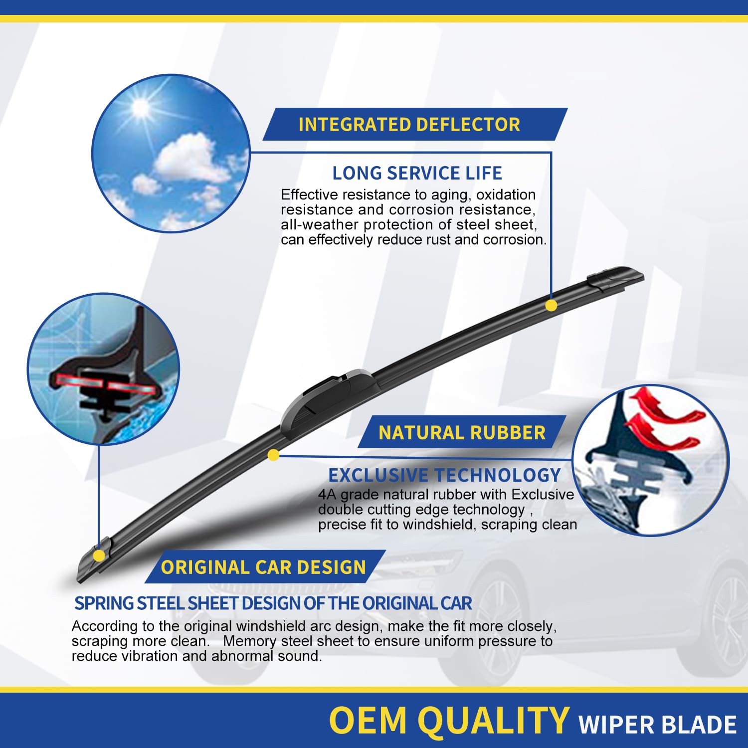 Anrddo Wiper Replacement For Honda Element 2003 2004 2005 2006 2007 2008-2011 Nissan Cube Mk3 2009-2014 Original Equipment Repla