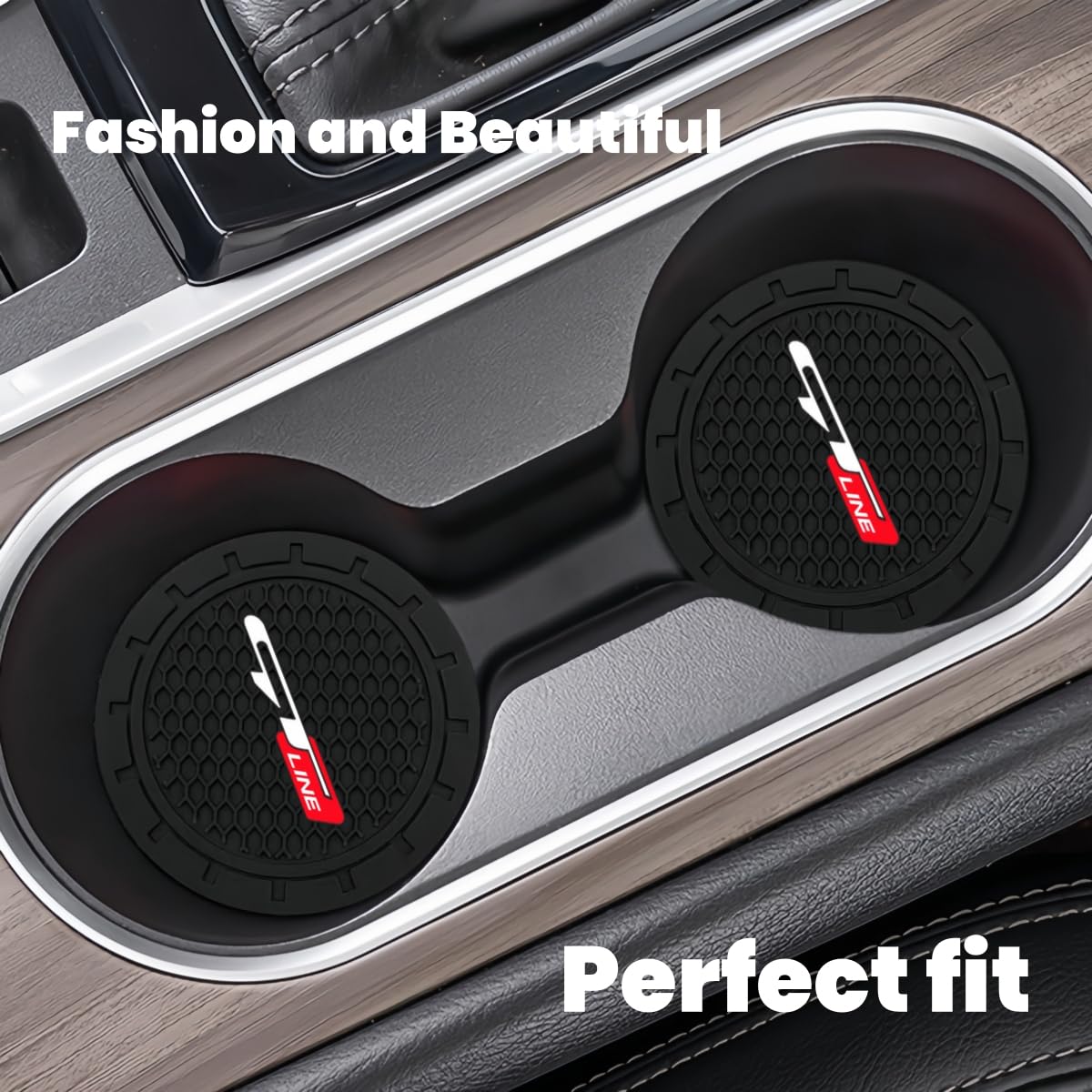 2 Pcs Black car Cup Holder Coaster Compatible with Jaguar XE XEL XF XFL XJ F-PACE F-Type 2.75 Inch Silicone Anti-Slip Fashion ca