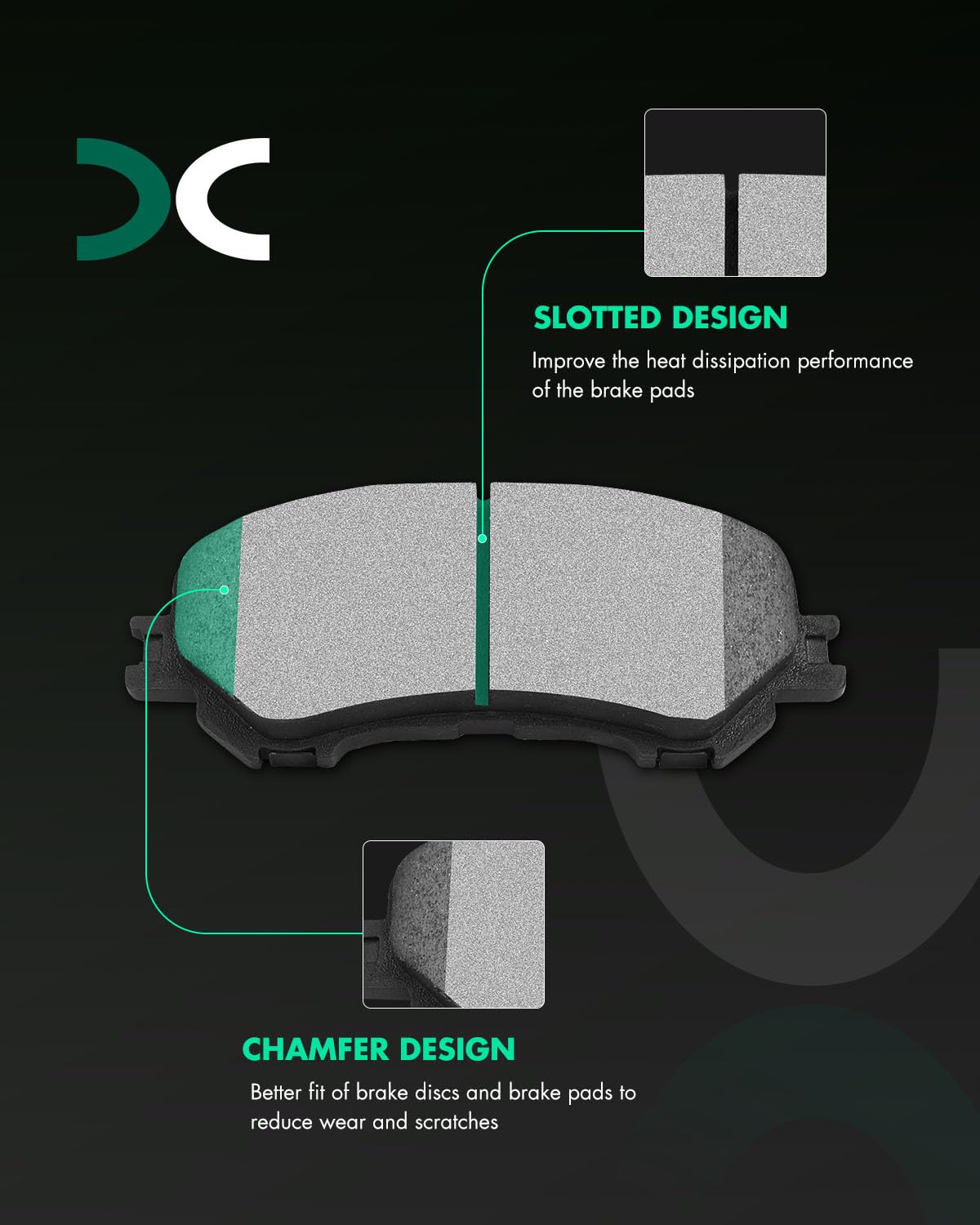 Scitoo Front Disc Brake Pad Set 4Pcs W/Hardware Fit For Nissan For Rogue 2014-2020,For Nissan For Rogue Sport 2017-2021