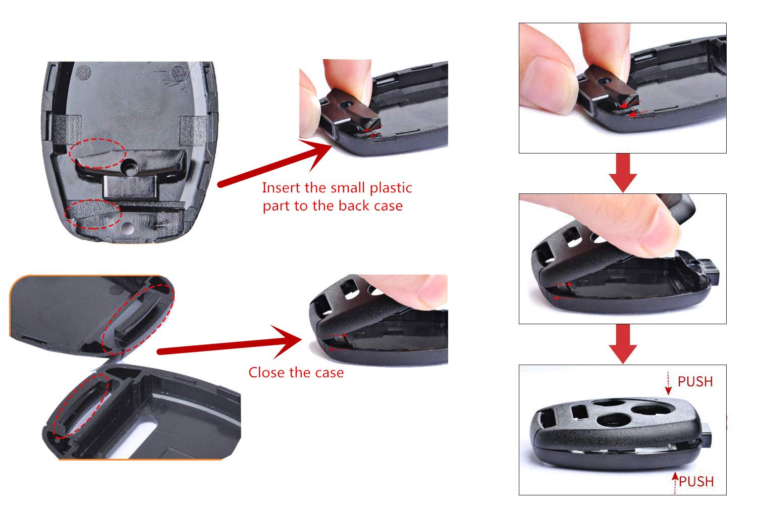 Horande Replacement Key Fob Cover Case fit for Honda 2003-2014 Accord 2006-2013 Civic 2009-2015 Pilot 2005-2006 CR-V Ridgeline O