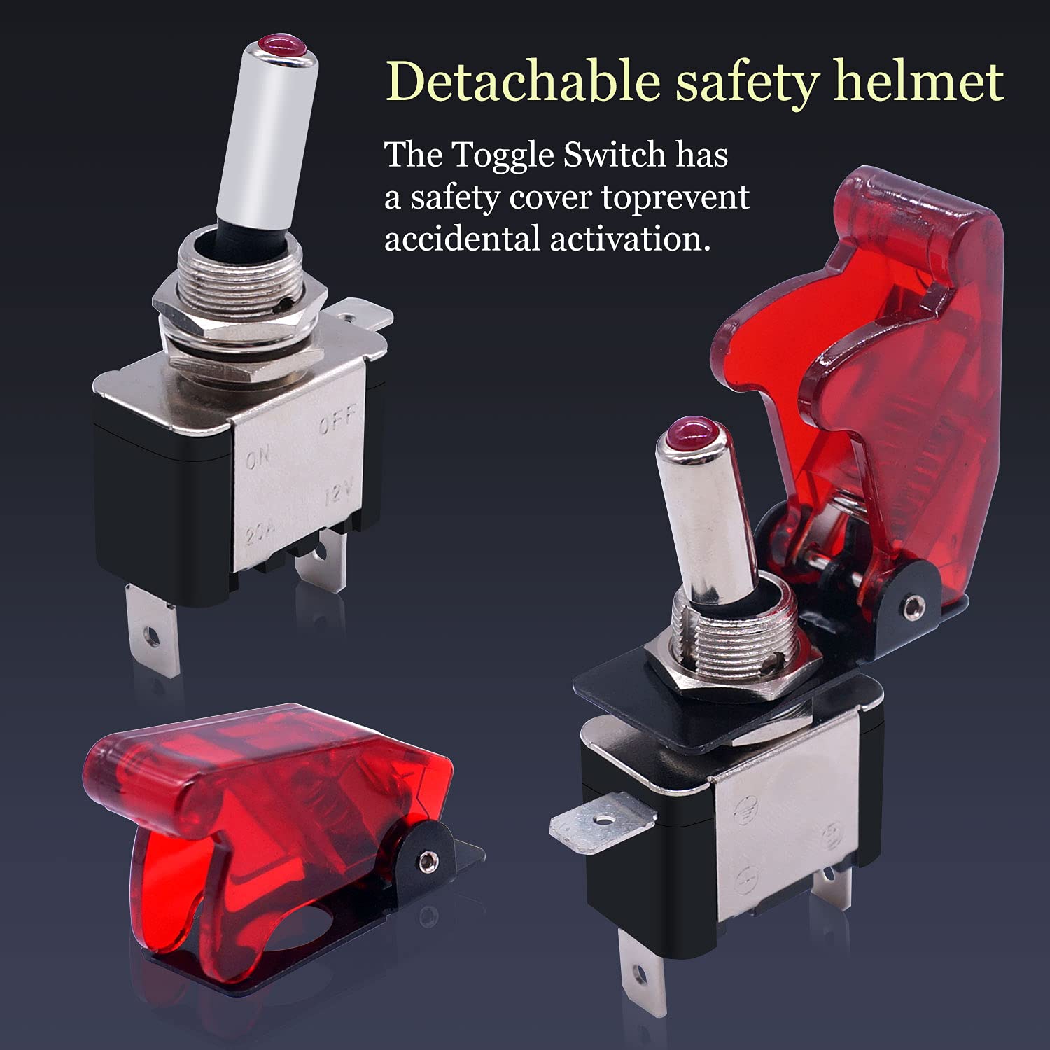 Twidec/3Pcs Rocker Toggle Switch 12V 20A Heavy Duty Racing Car Automotive Auto SPST ON/Off Toggle Switch Red LED Light Illuminat