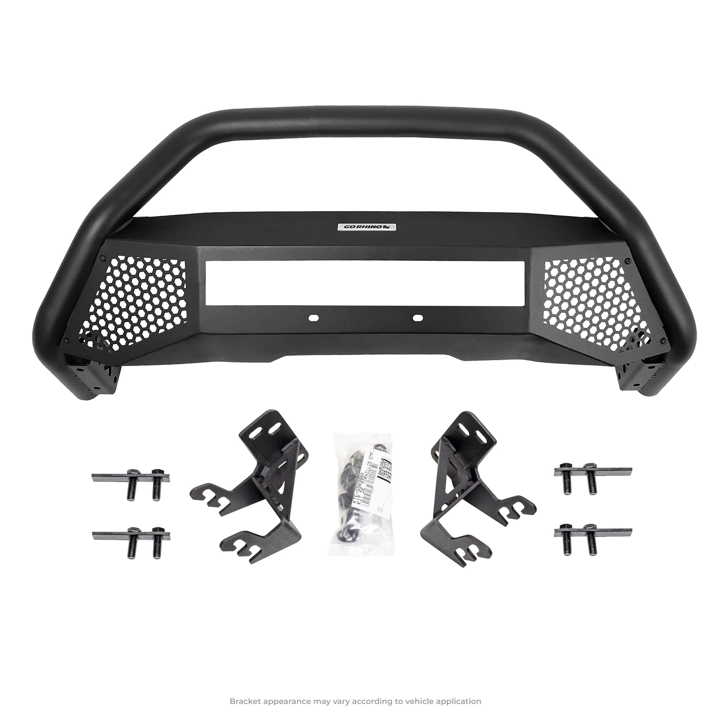 Go Rhino Rc4 Bull Bar W/ Hole For 20' Single Row Led Light Bar & Mounting Brackets | Mild Steel, Textured Black | 542960T | Fits 2016 - 2018 Chevrolet Silverado 1500 (See Description)