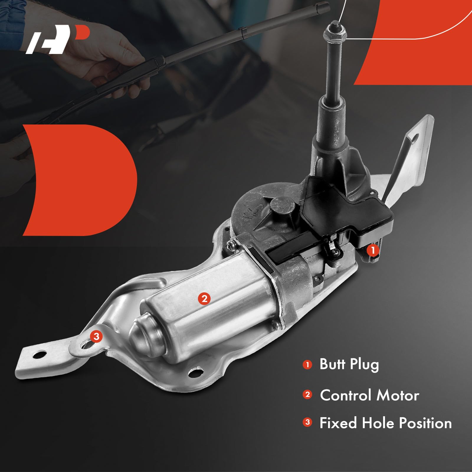 A-Premium Rear Windshield Wiper Motor Compatible with Honda Fit 2009 2010 2011 2012 2013 2014, L4 1.5L, Hatchback, 3-Pin, Replac