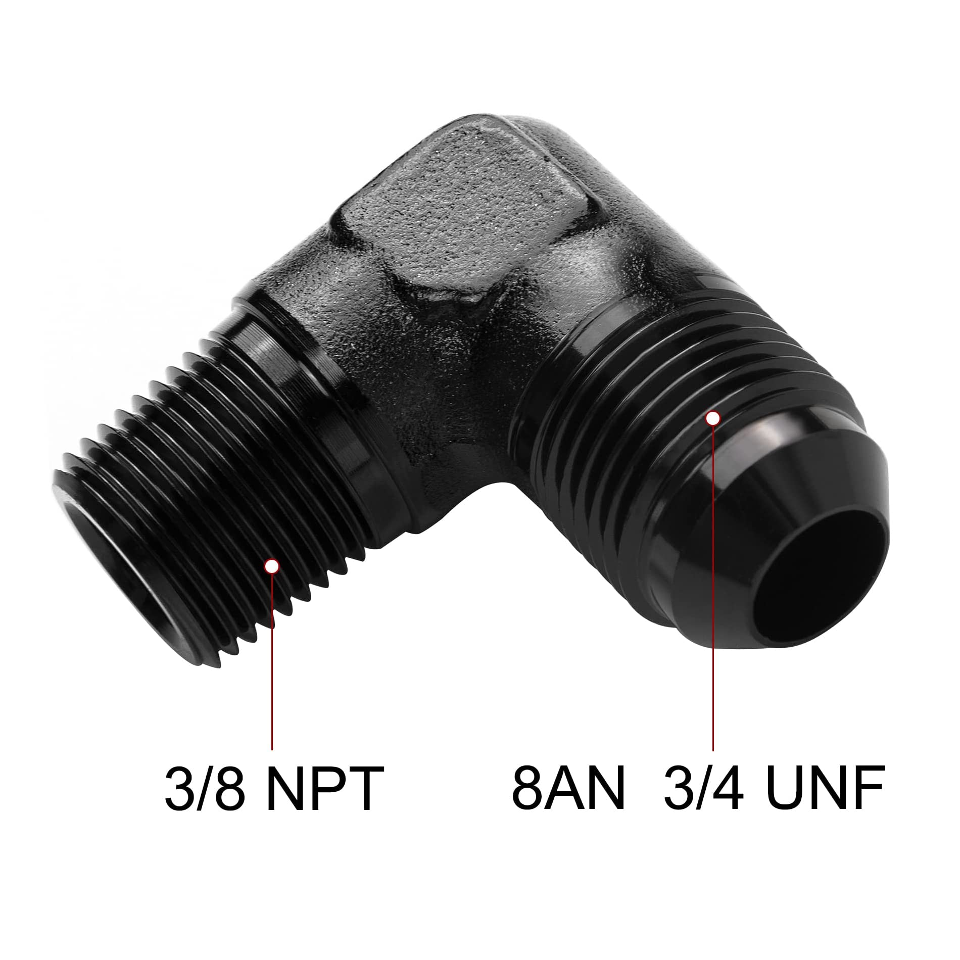 Evil Energy 8An To 3/8'' Npt Male 90 Degree Fitting Adapter Aluminum 2Pcs