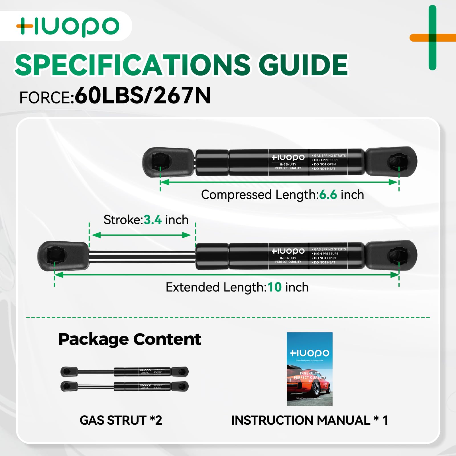 C16-15051 4060 10 Inch 60Lb/267N Gas Strut Shocks Spring Lift Support For Truck Pickup Tool Box Lid Rv Overhead Cabinet Door Toy