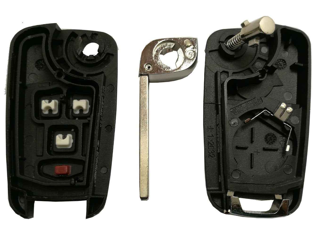 Arruweer Key Fob Case Shell for GMC Chevrolet Equinox Sonic Trax Terrain - 4 Buttons Replacement Cover with Uncut Blade Blank