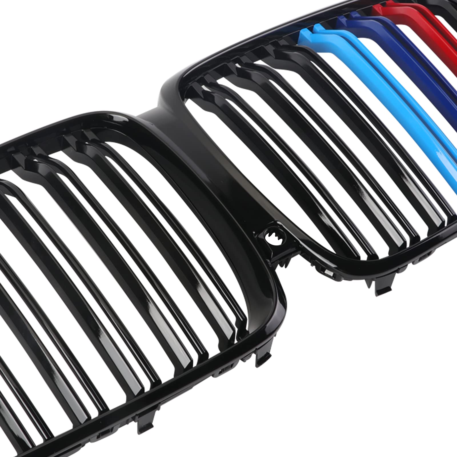 BILLDIO G05 Grille - M Color Double Slats Grill Compatible with X5 G05 2019 2020 2021 2022 2023(ABS Gloss Black Kidney Grill)