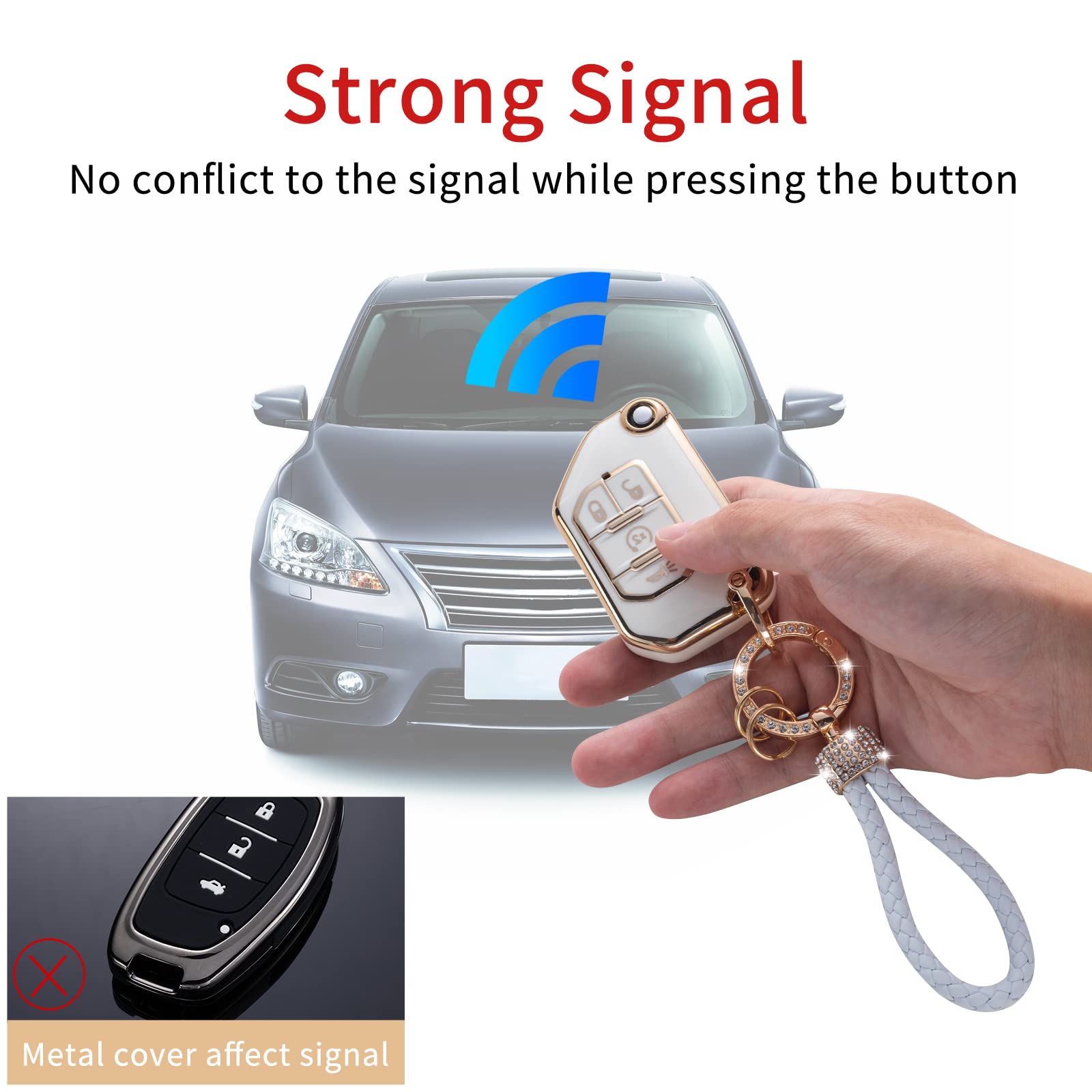 Gematay For Jeep Key Fob Cover With Keychain Lanyard, Key Fob Protector Shell Compatible With Jeep Gladiator Jt Wrangler