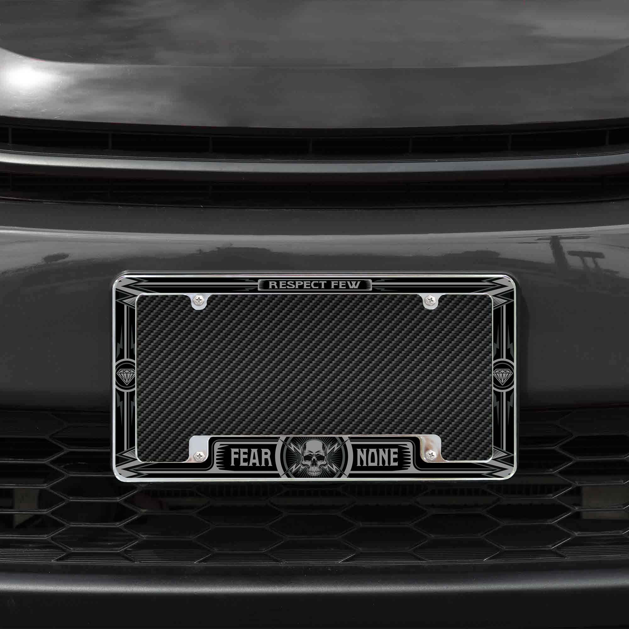 Rico Industries Respect Few Fear None All Over Automotive License Plate Frame for Car/Truck/SUV (12 x 6)