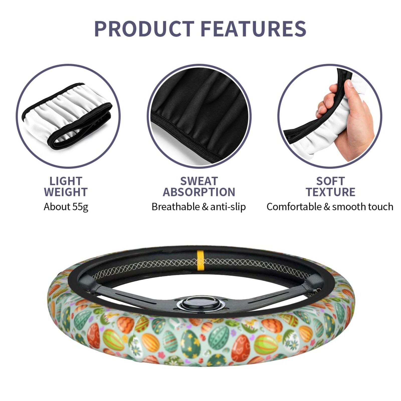 Easter Steering Wheel Covers Non Slip Neoprene Steering Wheel Protector Cover Universal 15 Inch For Men Women