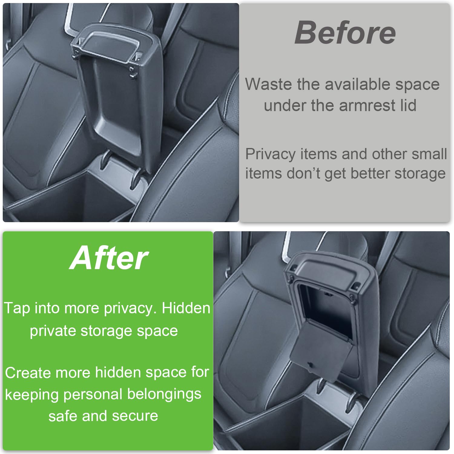 PIMCAR Center Console Hidden Organizer for Hyundai Santa Cruz 2022-2025, Armrest Storage Box with Secret Compartment, Model 20240905