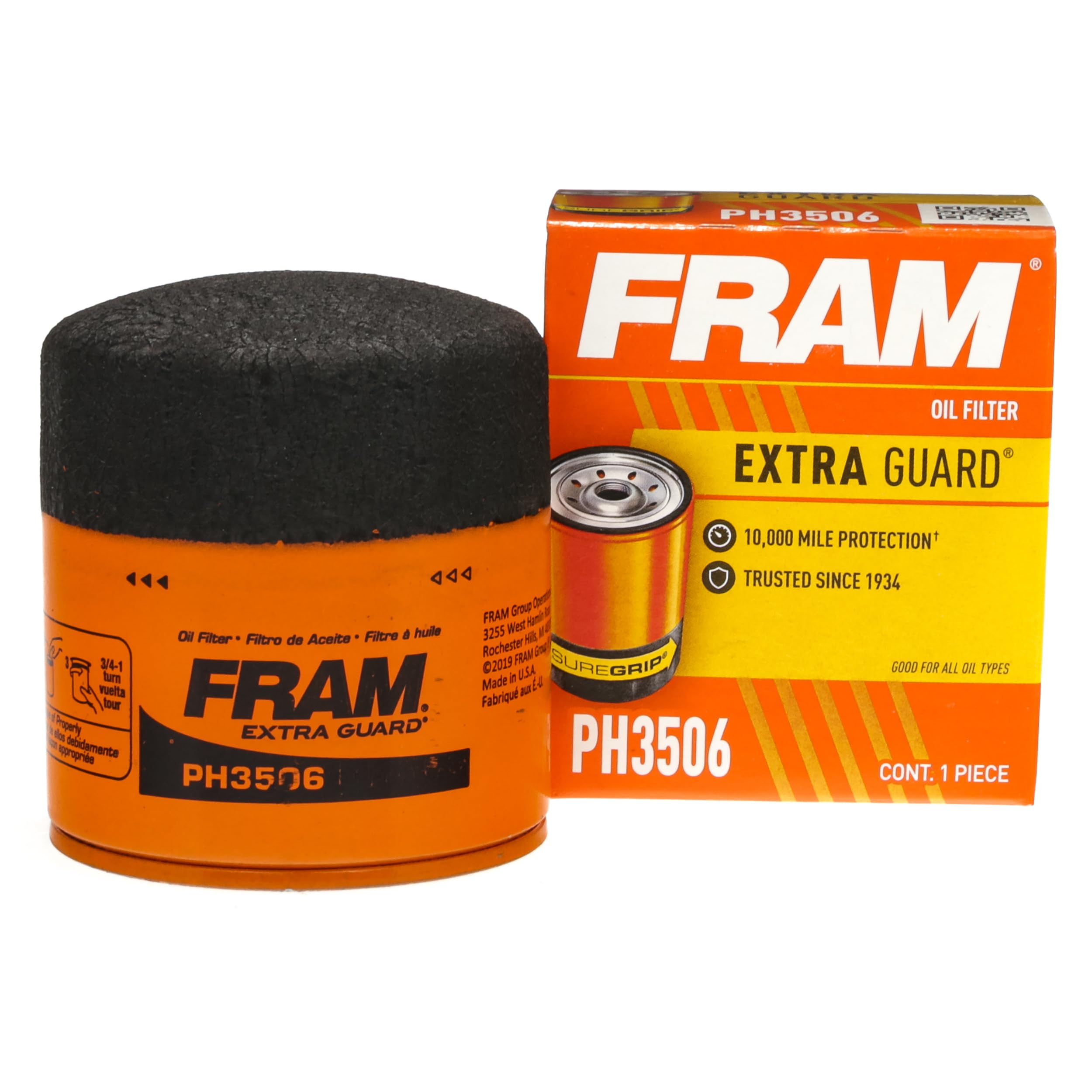 FRAM Extra Guard PH3506, 10K Mile Change Automotive Replacement Interval SpinOn Engine Oil Filter for Select Vehicle Models