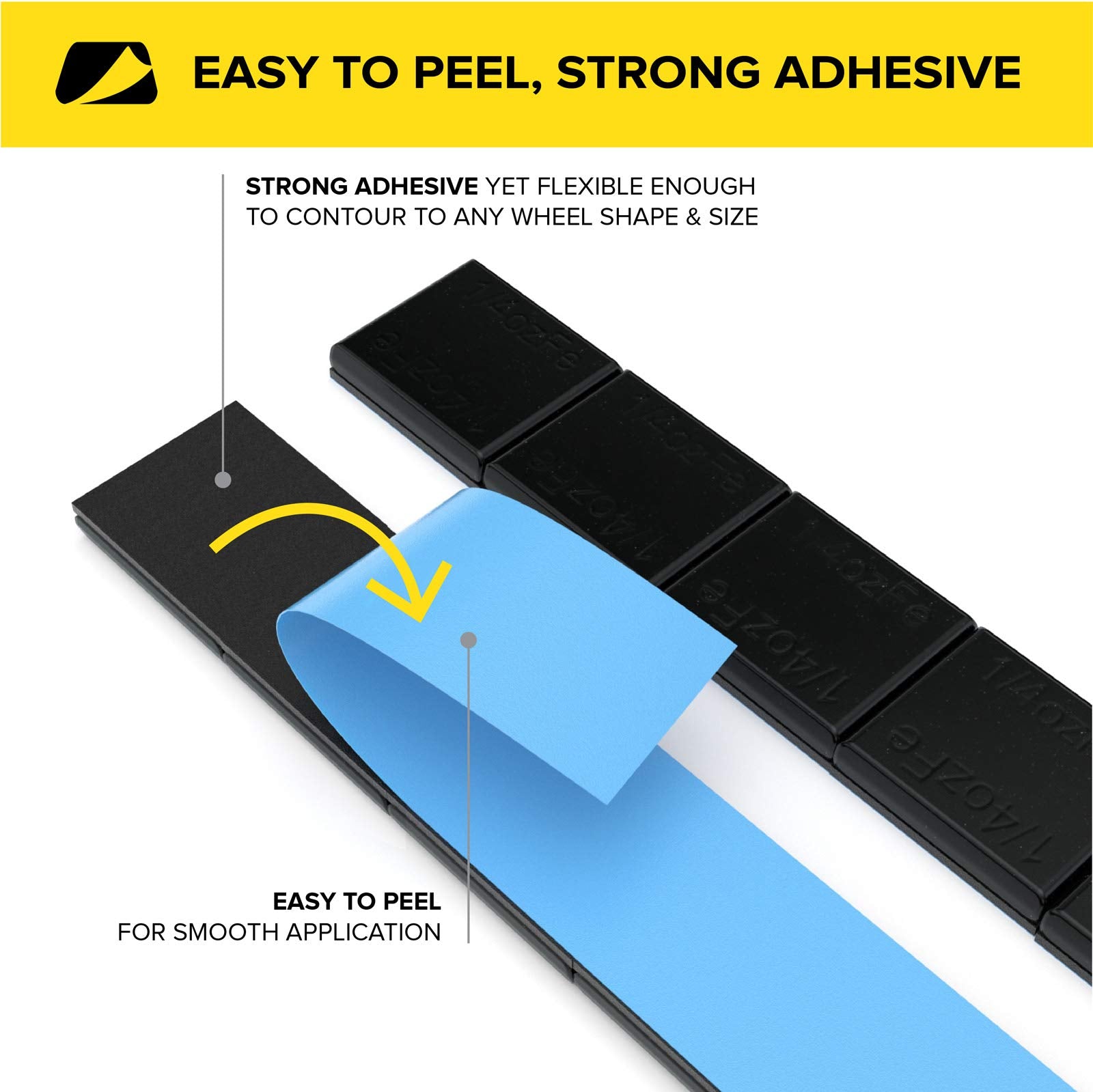 Stancemagic - 0.25Oz 1/4Oz - Black Adhesive Stick On Wheel Weights, Easy Peel, Low Profile, Zinc Plated Steel Balancing Weights For Cars Bikes Atv Utv, 5.625 Lb Box (90Oz), Contains 360 Pieces