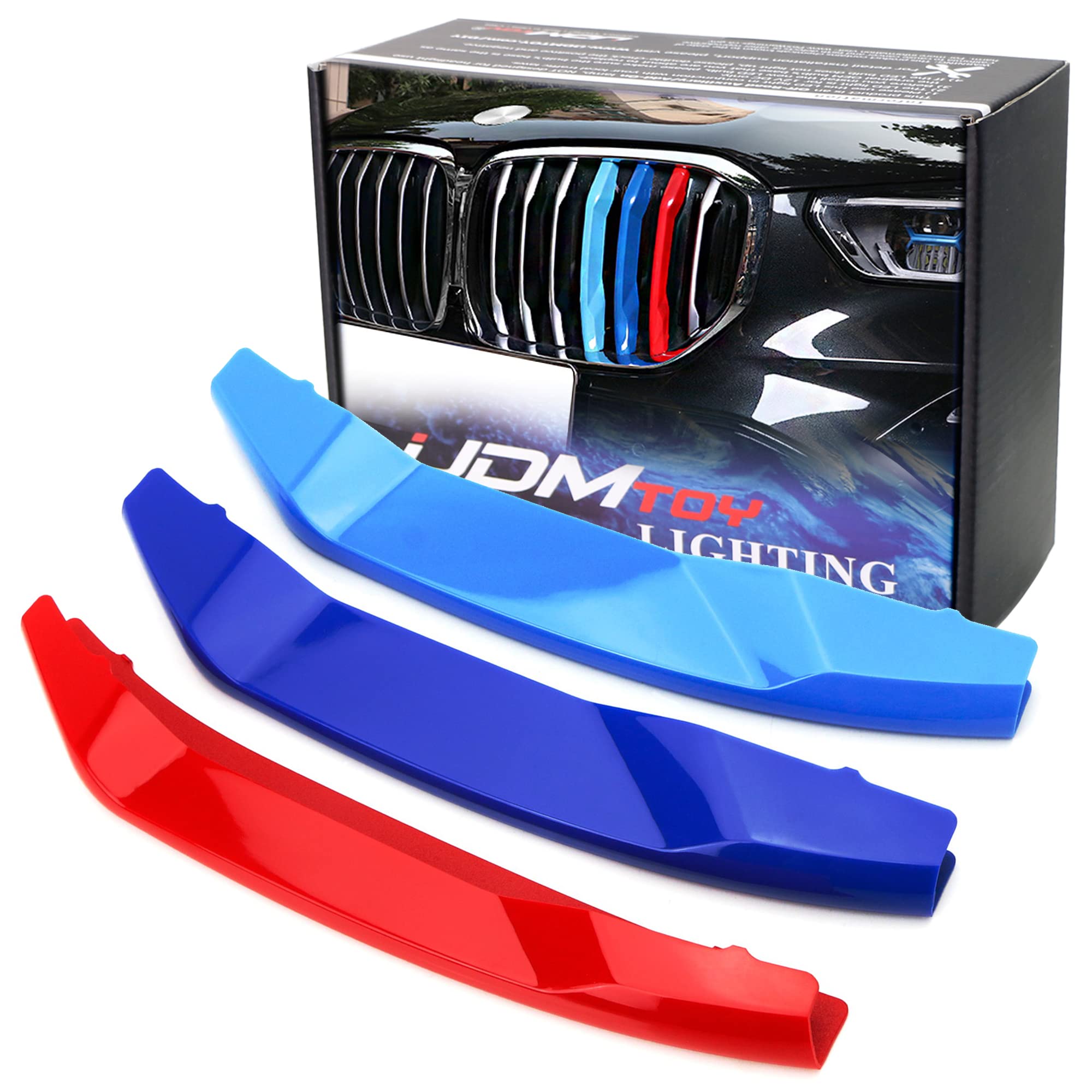 Ijdmtoy Exact Fit///M-Colored Grille Insert Decoration Trims Compatible With 2019-Up Bmw G05 X5 With Night Vision Camera & 7 Bea