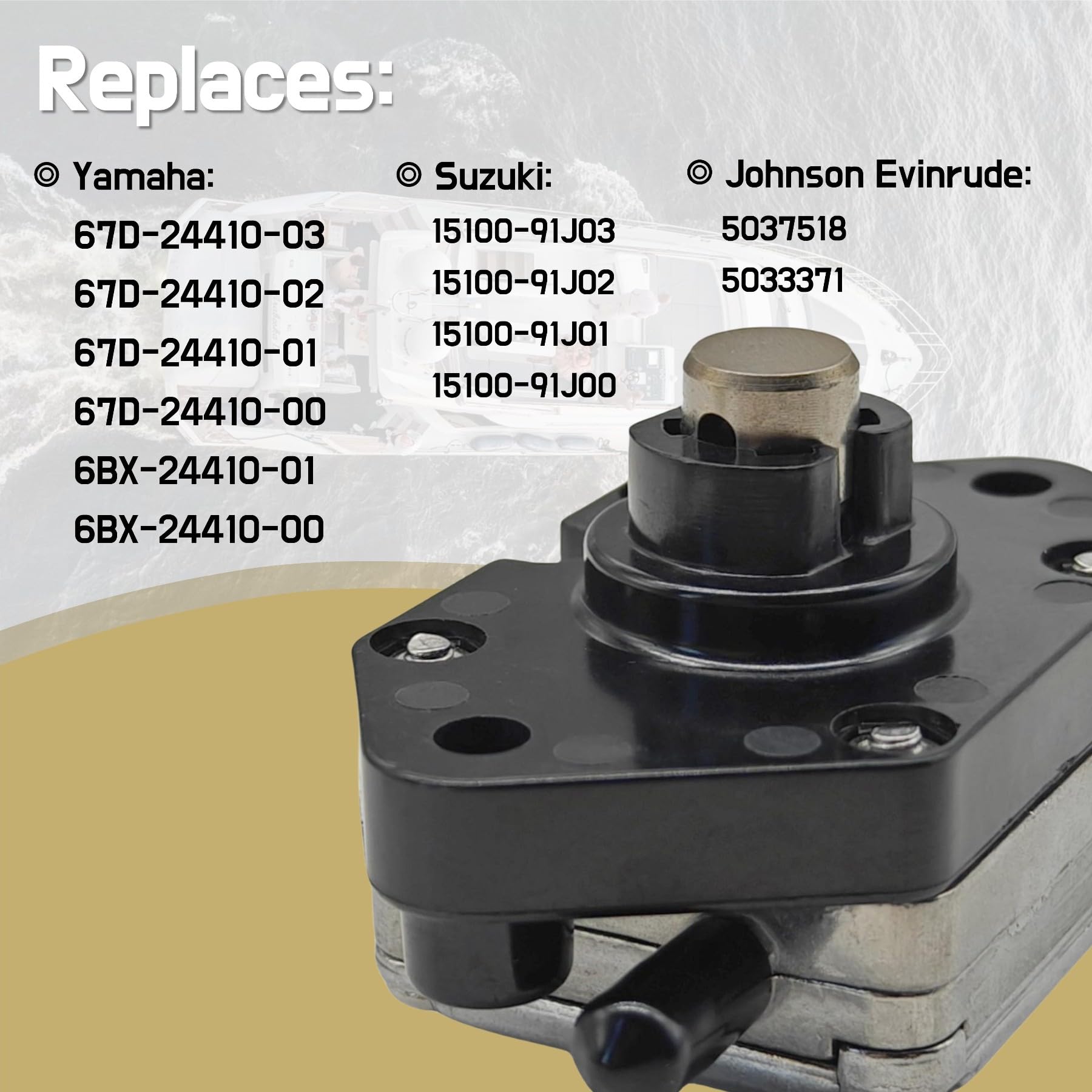 Jlm Marine 67D-24410-03 Marine Engine Fuel Pump For Yamaha Suzuki And Johnson Evinrude 4 Stroke Outboard 15100-91J03 5037518 6Bx