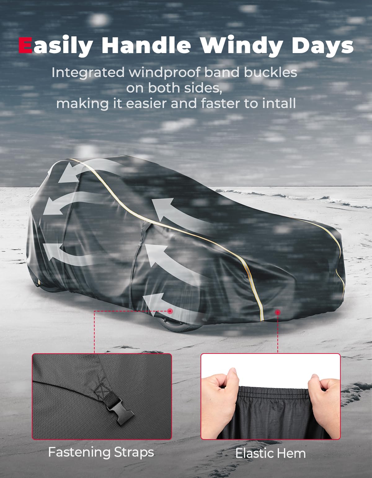 KEMIMOTO Waterproof Full Cover for 2023-2024 Polaris Slingshot, X-Large, Black, 420D Oxford, Model B1501-01301BK, Windproof