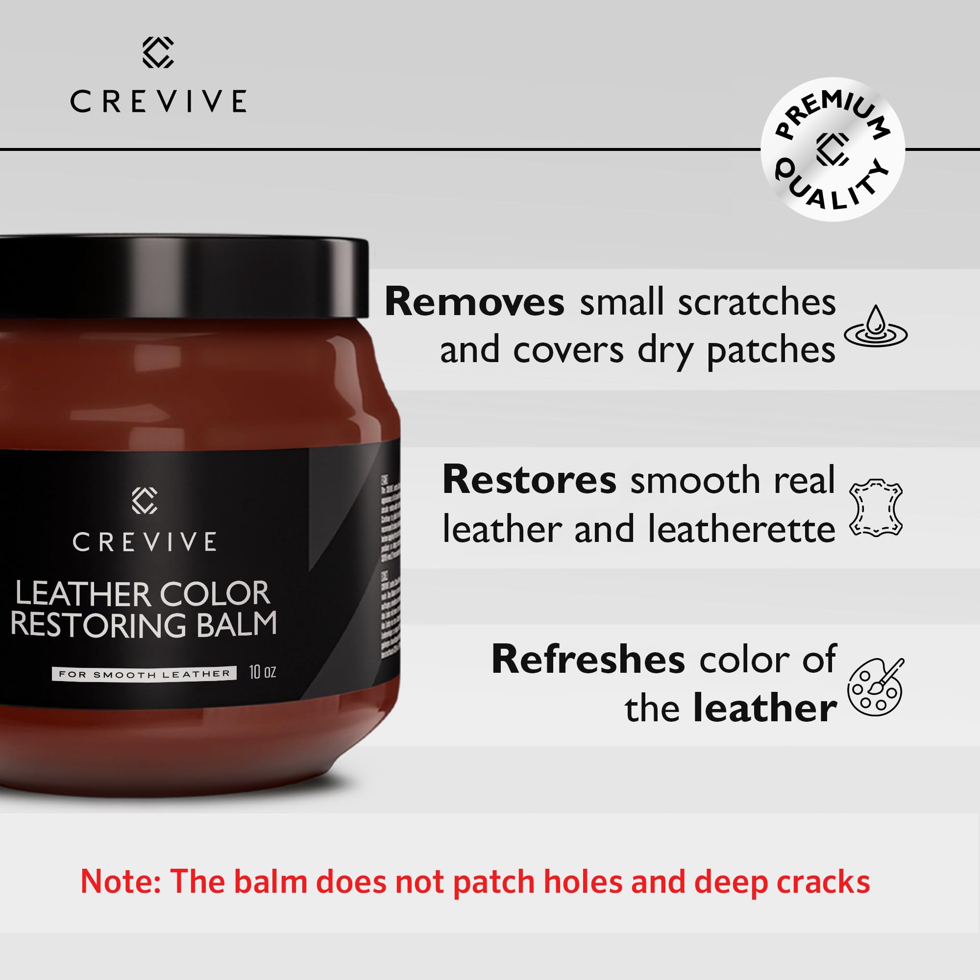 Crevive Leather Cleaner 8.45 Oz & Leather Recoloring Balm London Tan 10 Oz - Leather Color Restorer - Leather Restorer For Couch