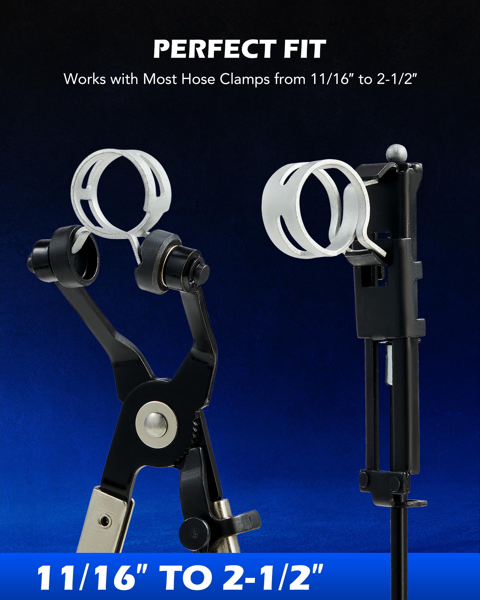Orion Motor Tech 9pc Hose Clamp Pliers Set - Flexible Wire, Long Reach Swivel Jaw, Alloy Steel, Black, Model GSQ-0009-00