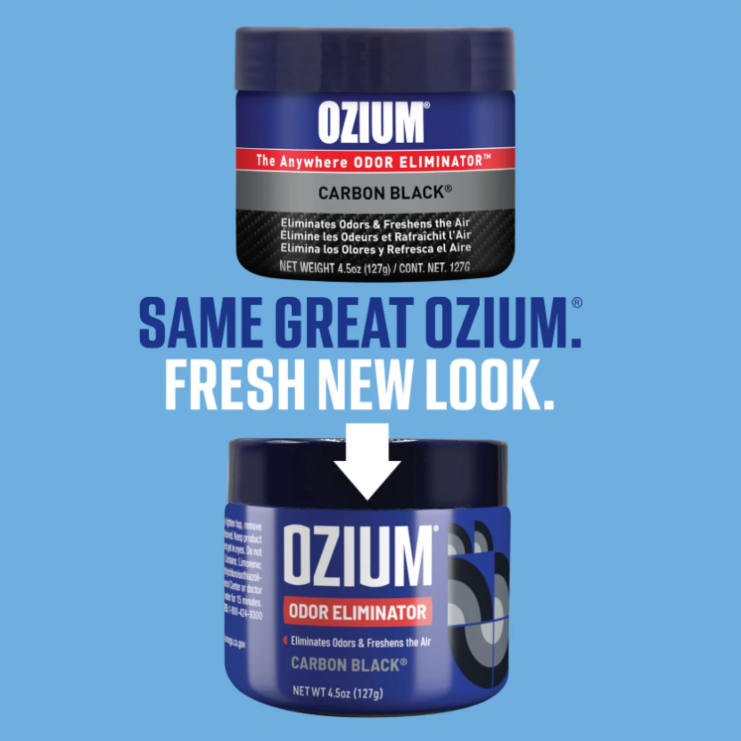 Ozium Air Sanitizer 4.5 oz Gel: Odor Eliminator for Strong Odor, Car Air Freshener (Carbon Black, 2 Packs)