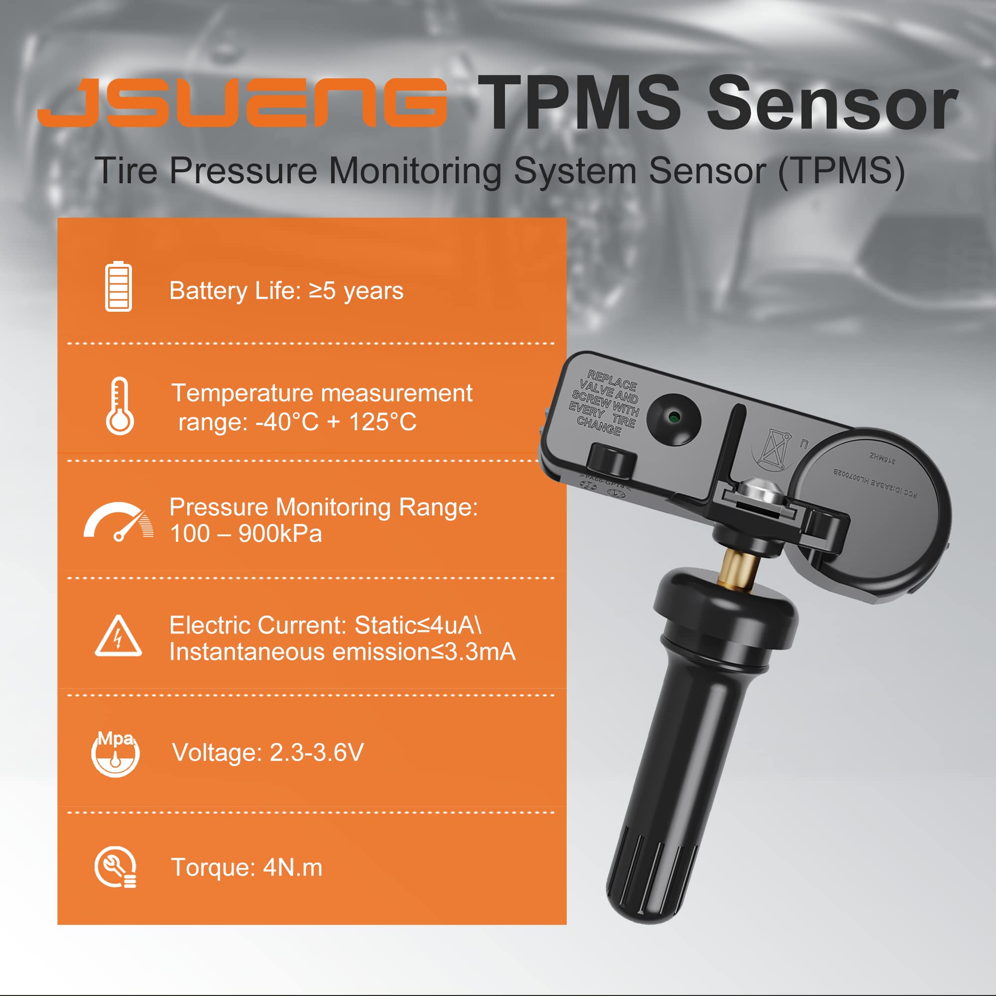 Jsueng Tpms Sensor Gm, 1-Pack Tire Pressure Monitor Sensors Compatible With Buick Cadillac Chevy Silverado Gmc Pontiac Saturn Su