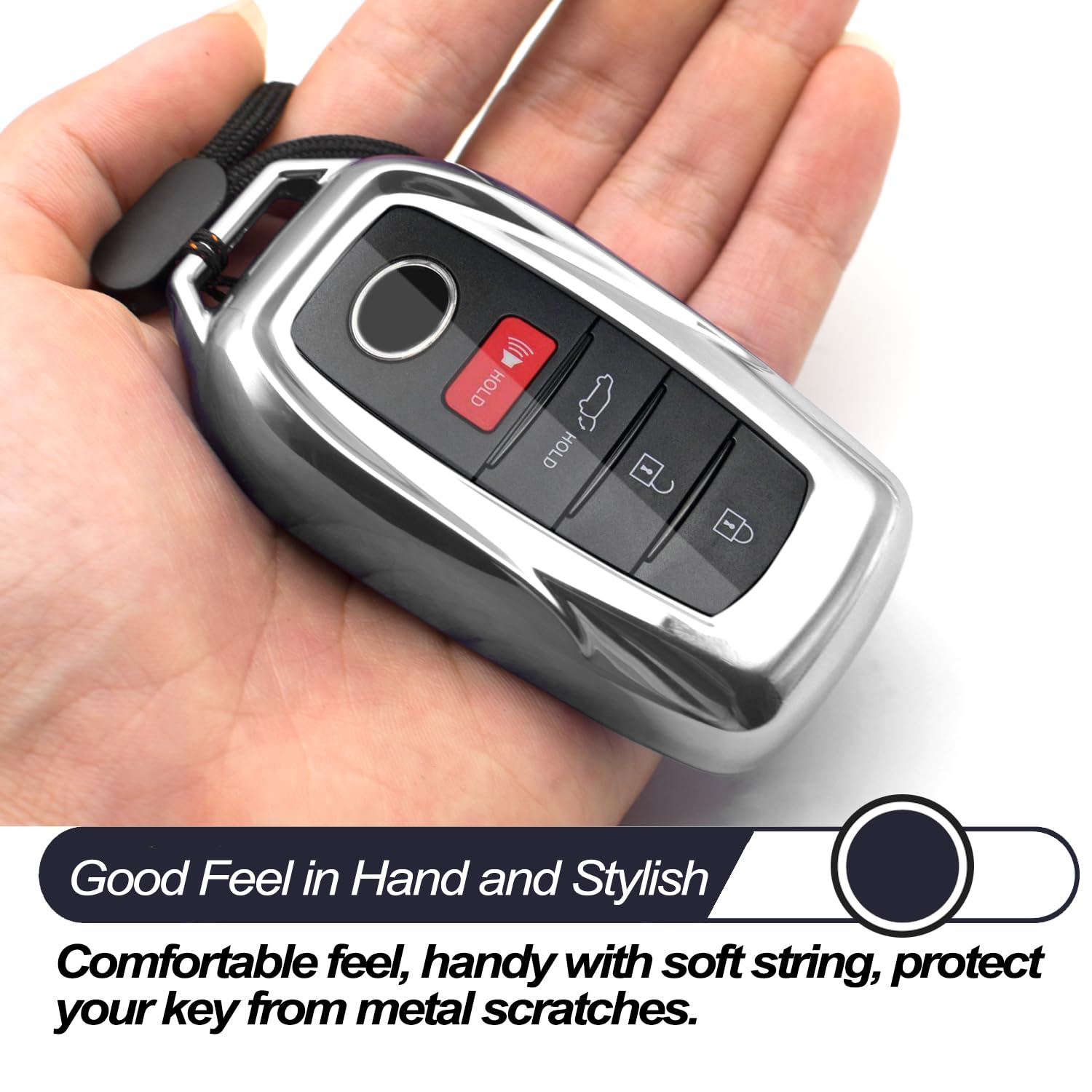 Mechcos Compatible With 2022 2021 2020 Toyota Land Cruiser Sienna Venza Rav4 Prime Mirai Silver Tpu Key Fob Cover Case Remote Ho