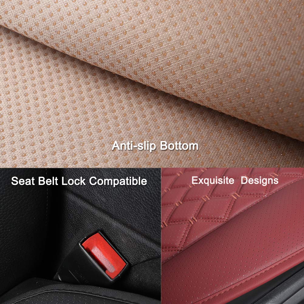 Black Panther Luxury Car Seat Cover, Faux Leather, Anti-Slip, Diamond Pattern, 1 Piece, Red Wine, Model KLXCD01