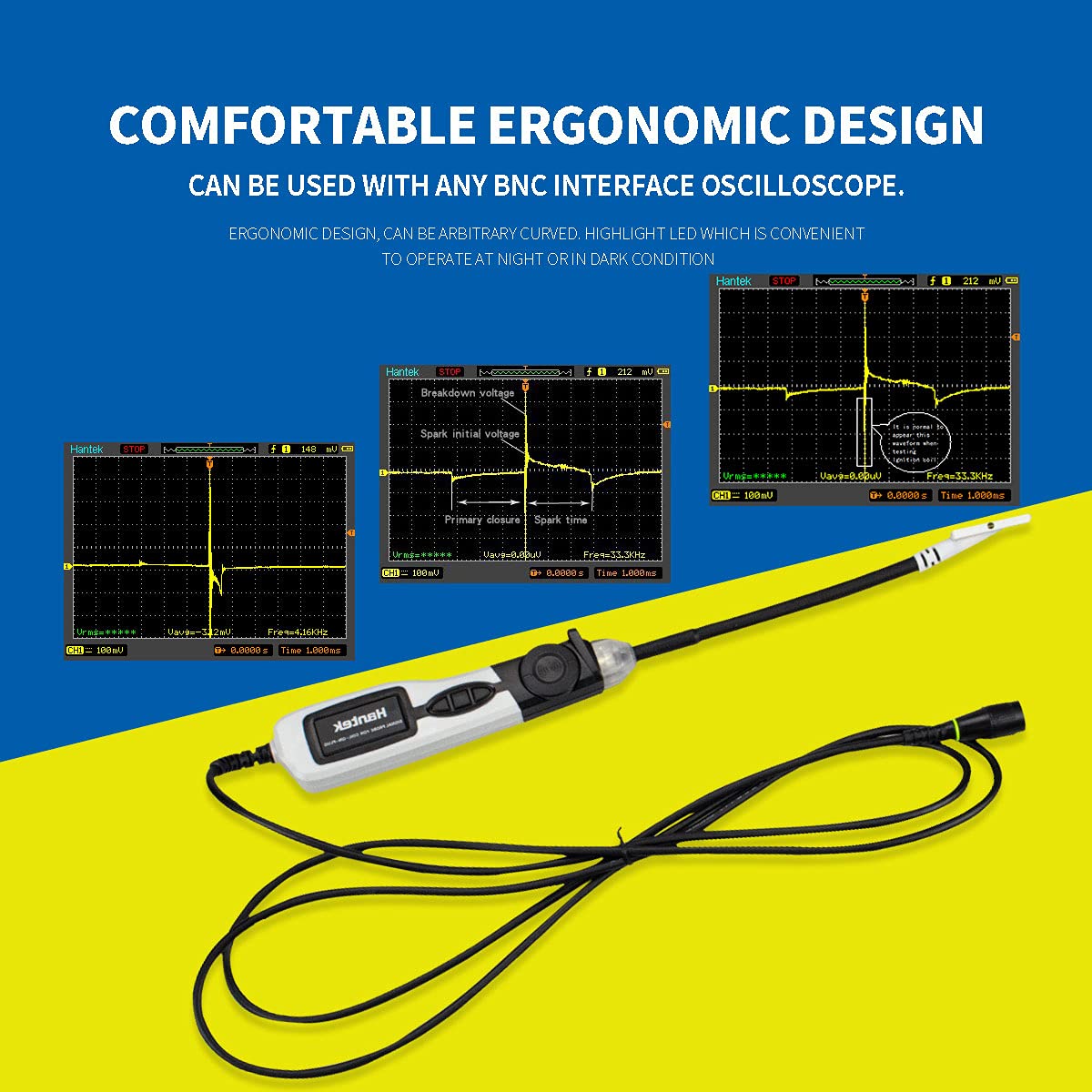 Hantek HT25COP Ignition Waveform Probe for Automobile Engine, 41x4x2cm, Compatible with Oscilloscope