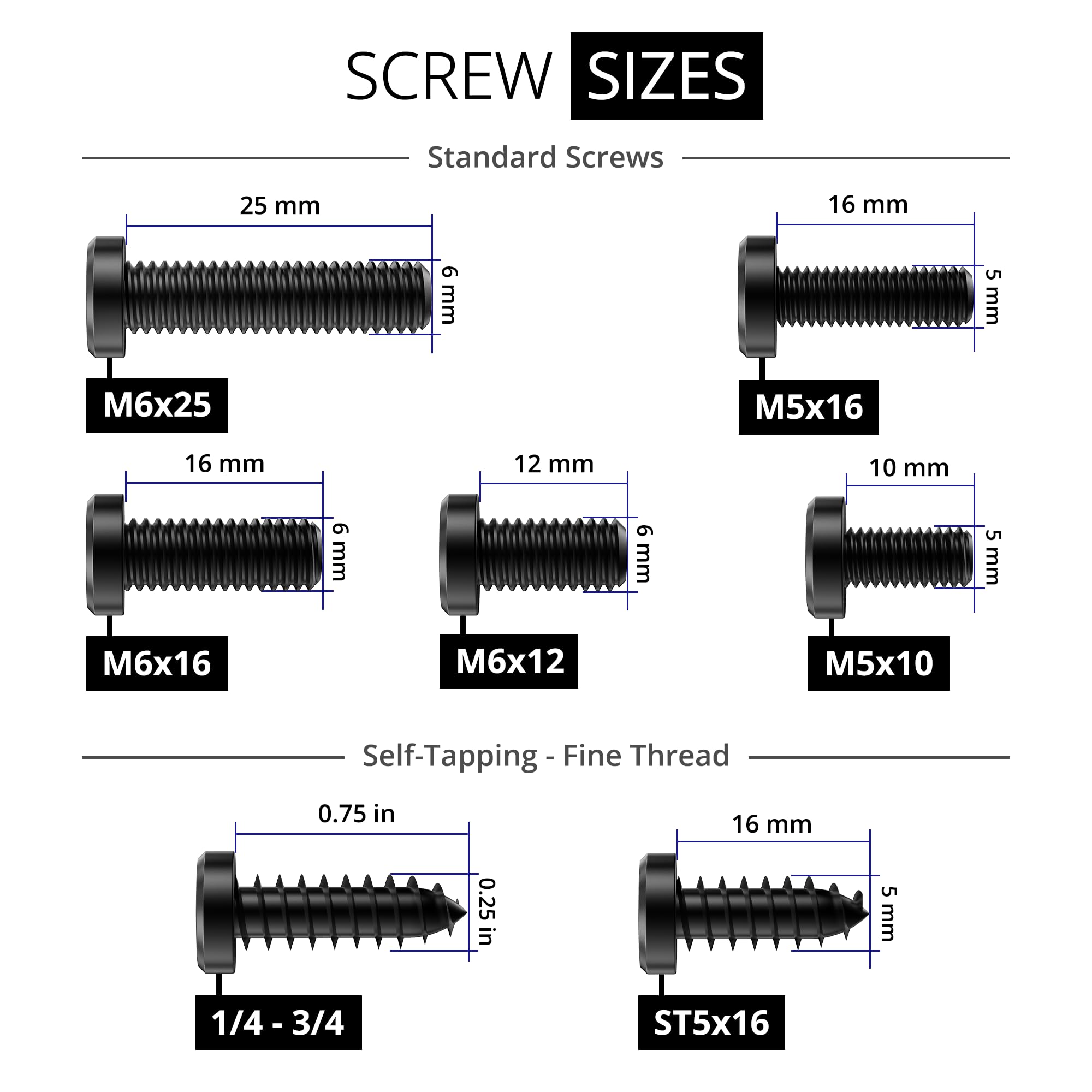 Rightcar Solutions Ultimate License Plate Screw Kit | Anti-Theft Fasteners | Rattle-Proof, Rust-Proof Stainless Steel Screws (Bl