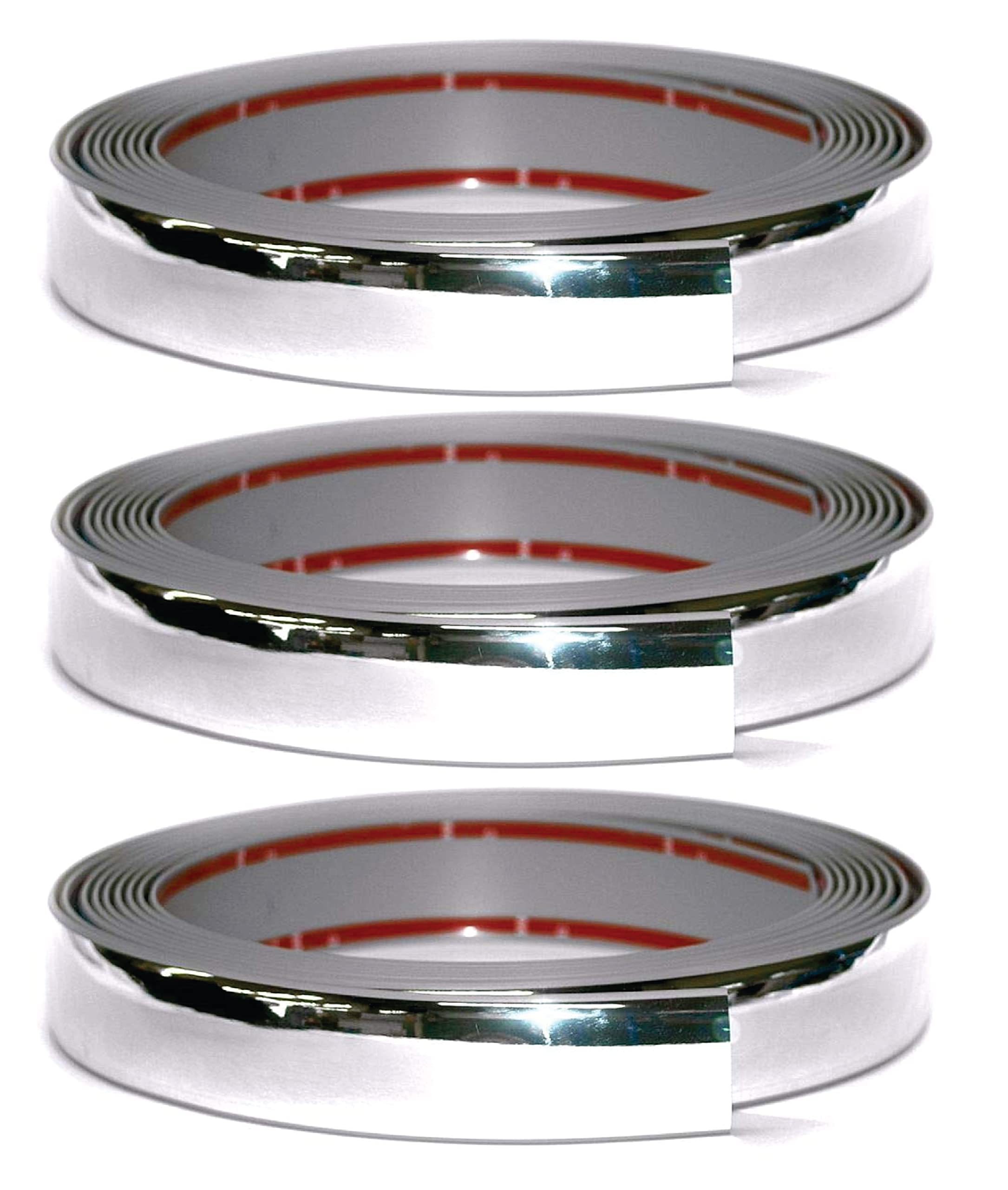 Otoliman 40Mm (1.57Inc) X 15Metre (17Feetx3) Chrome Sticky Car Door Edge Scratch Guard Trim Molding Protector Cover U Shape Air