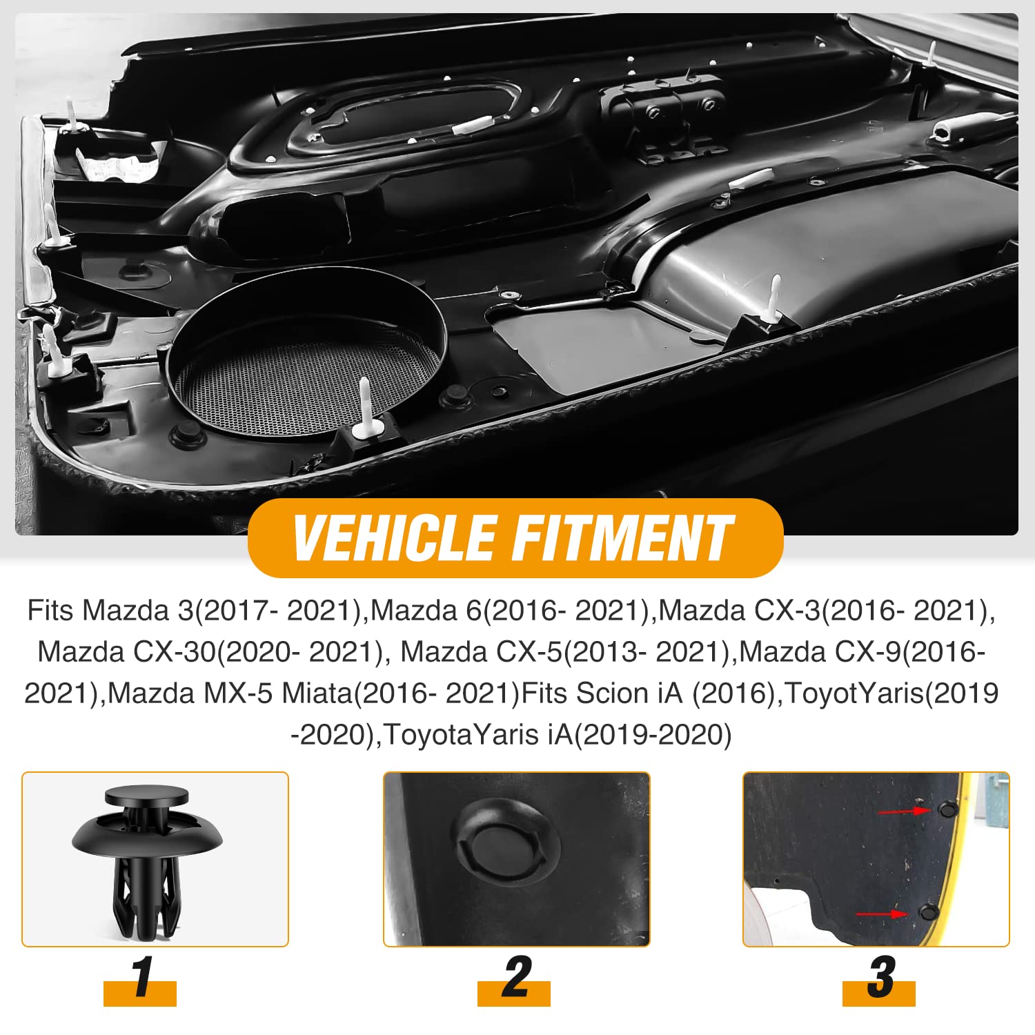 Gooacc 50Pcs Bumper, Engine Cover, Fender & Quarter Panel Push-Type Retainer For Mazda B45A-56-146A,Mazda 3, 5, 6, Cx-3, Cx-5, C