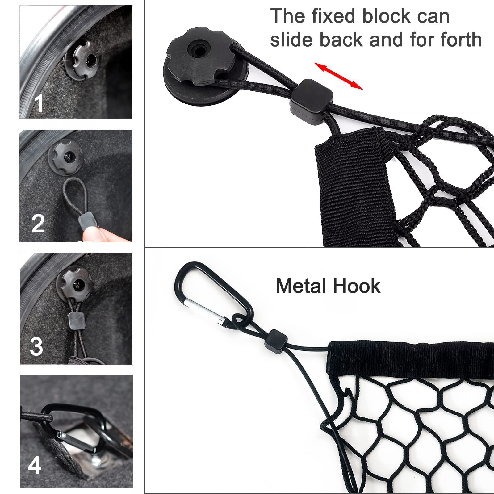 BAILALIBO Cargo Net Stretchable. Adjustable Trunk Nets for SUV, Cars, Jeep and Trucks, Small Automotive Elastic Storage Net with