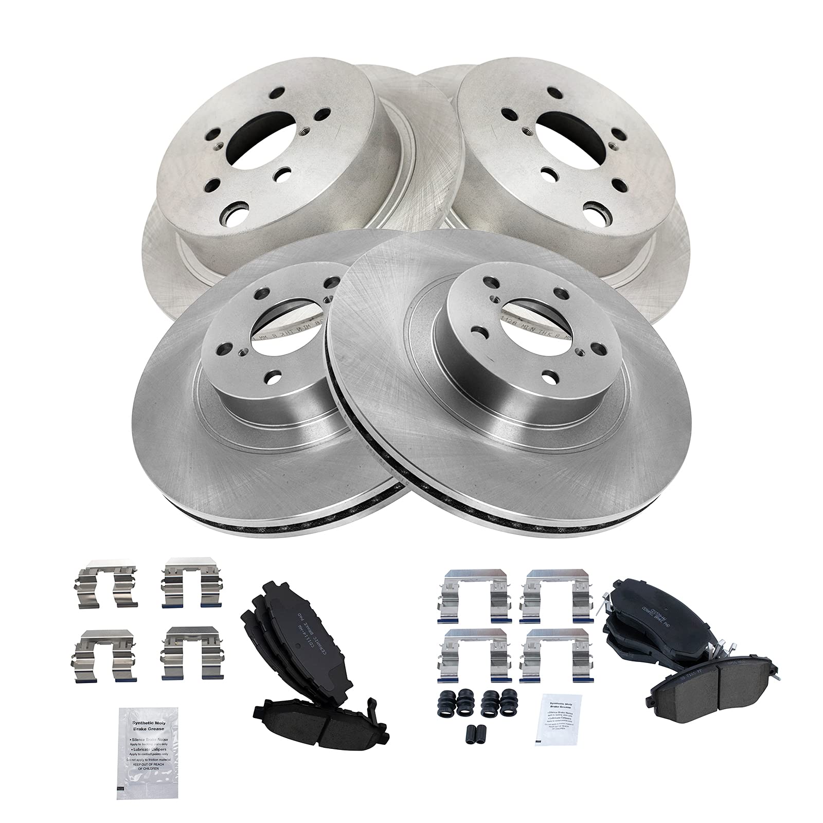 Trq Front And Rear Brake Pad & Rotor Kit Brake Pads Brake Rotor Ceramic Vented Compatible With 2016-2017 Subaru Crosstrek 2014-2