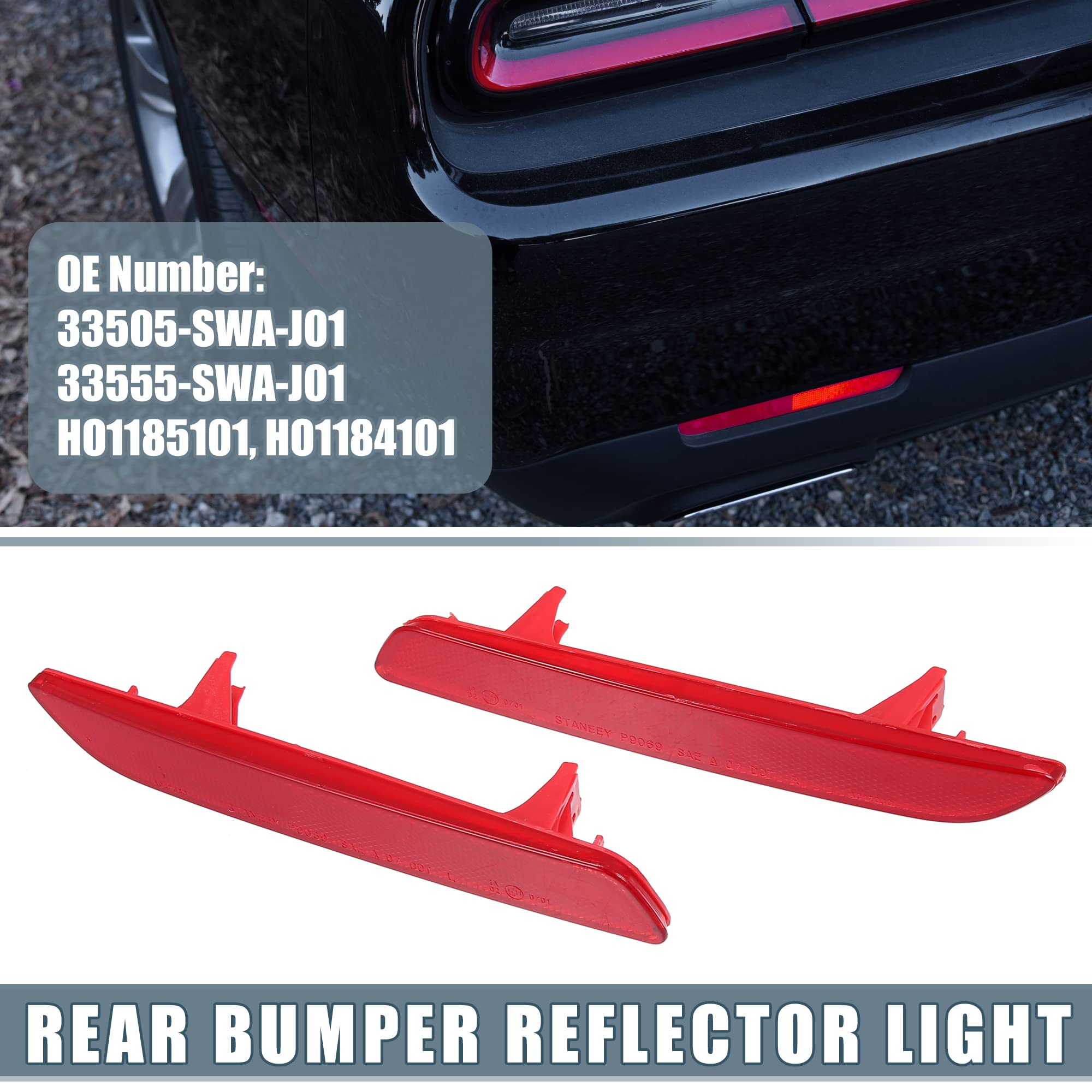 A Absopro Rear Bumper Reflector Light 33505-Swa-J01 For Honda Cr-V 2010 2011 Left Right Side Red 1 Pair