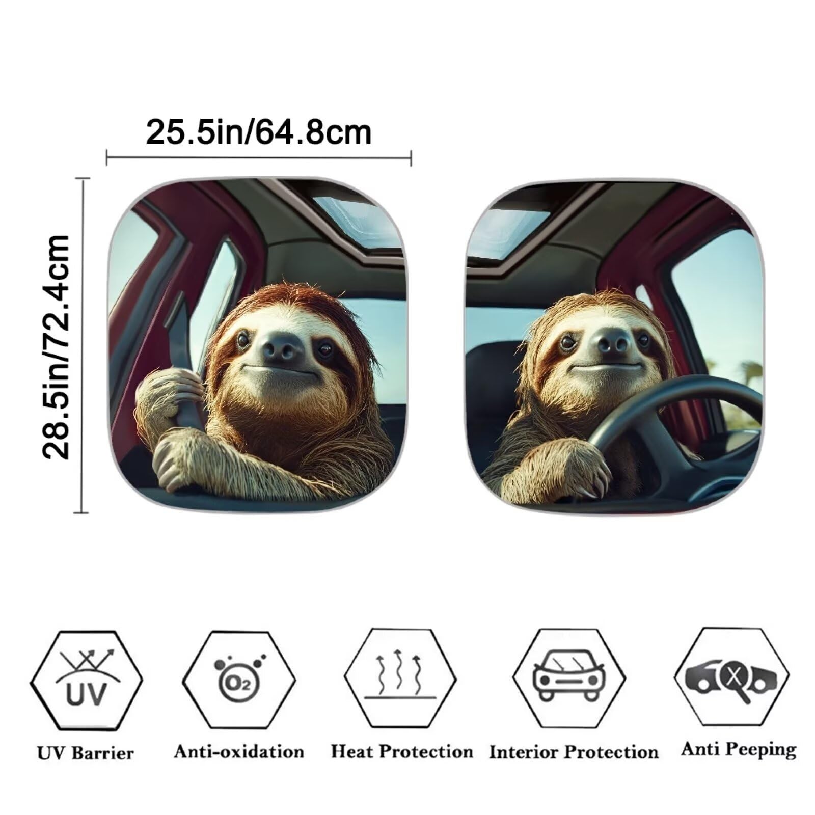 Renewold Automotive Windshield Sunshades 2Pcs Sun Shade For Car Front Window Sloth Animal Driving Car Accessories For Most Sedan
