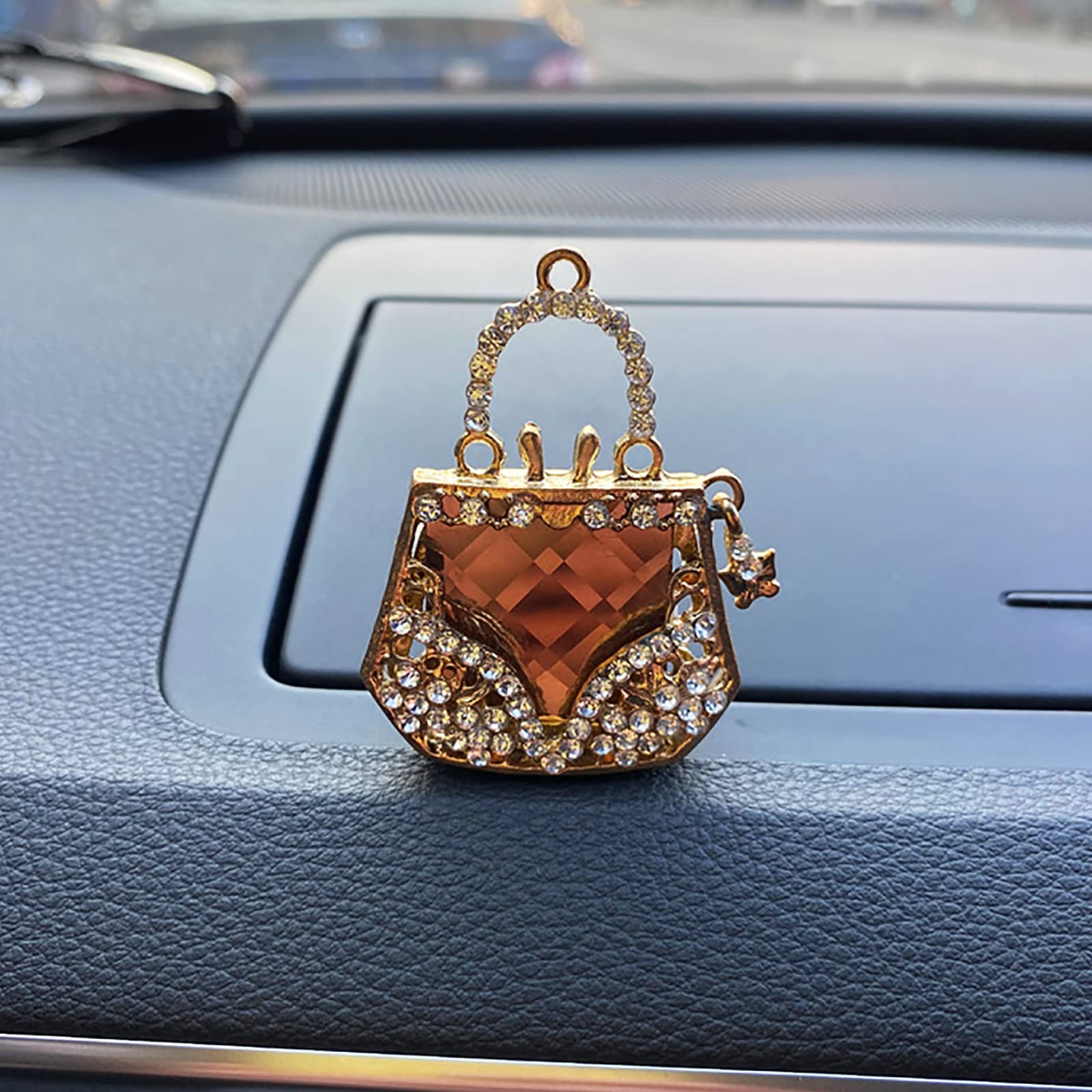 2 Pieces Crystal High Heel Shoe And Magic Bag Air Vent Clips Rhinestone Car Air Freshener Clip Bling Car Clip Gift Decorations C