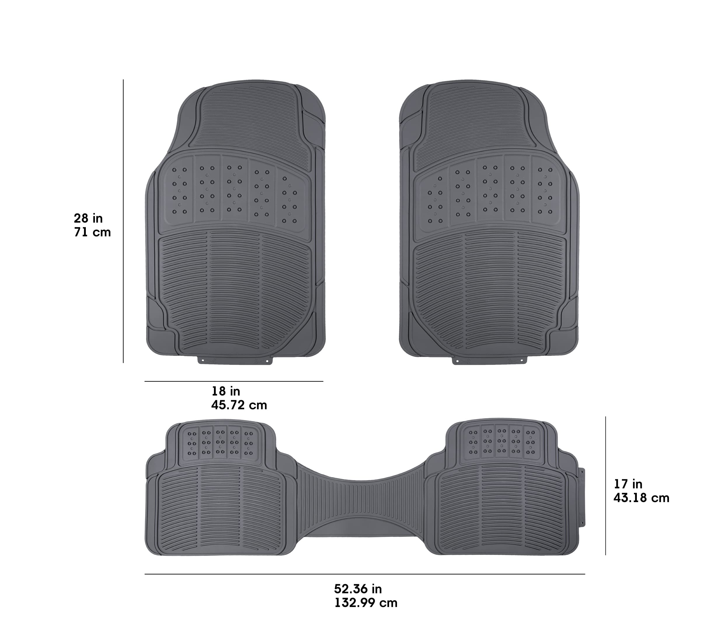 Amazon Basics Universal Pvc Faux Rubber Car Floor Mats, All Weather Protection, Waterproof Flexible Trim To Fit For 95% Automoti