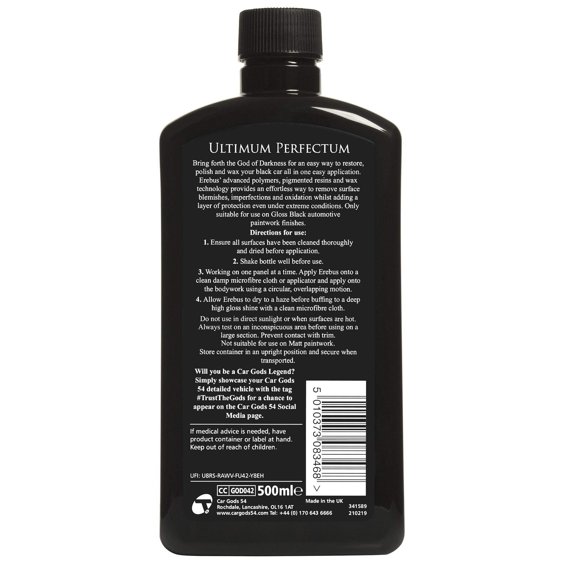Car Gods Black Carnauba Wax Polish - 17 Fl Oz, Pigmented Formula, Removes Surface Oxidation & Scratches, Diamond Black Wax, Model GOD642