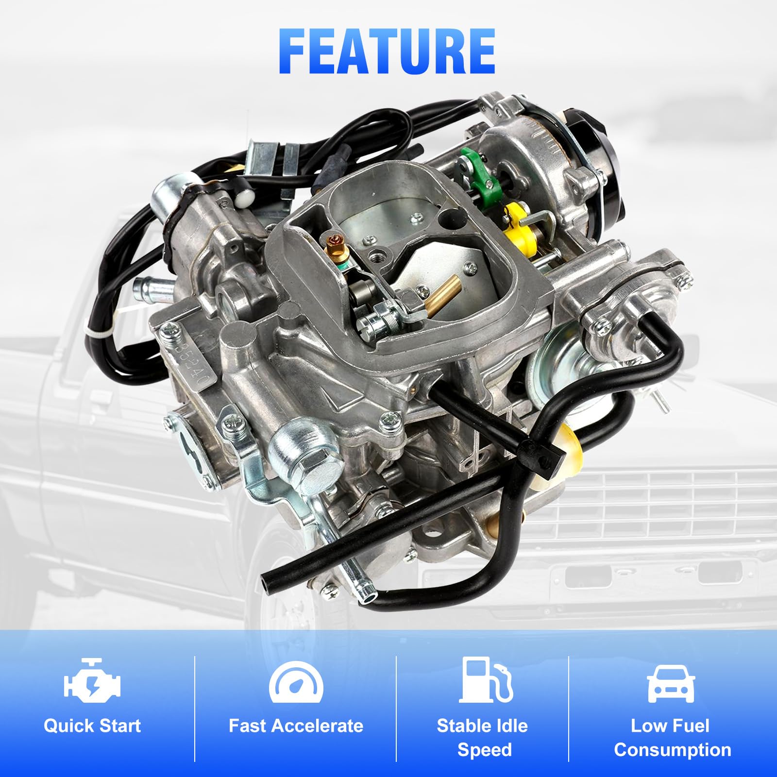 PARTOL 22R Carburetor for Toyota Pickup 1981-1987, Heavy Duty Zinc Alloy, Automatic Choke, TOY-505/507, 2.4L Engine