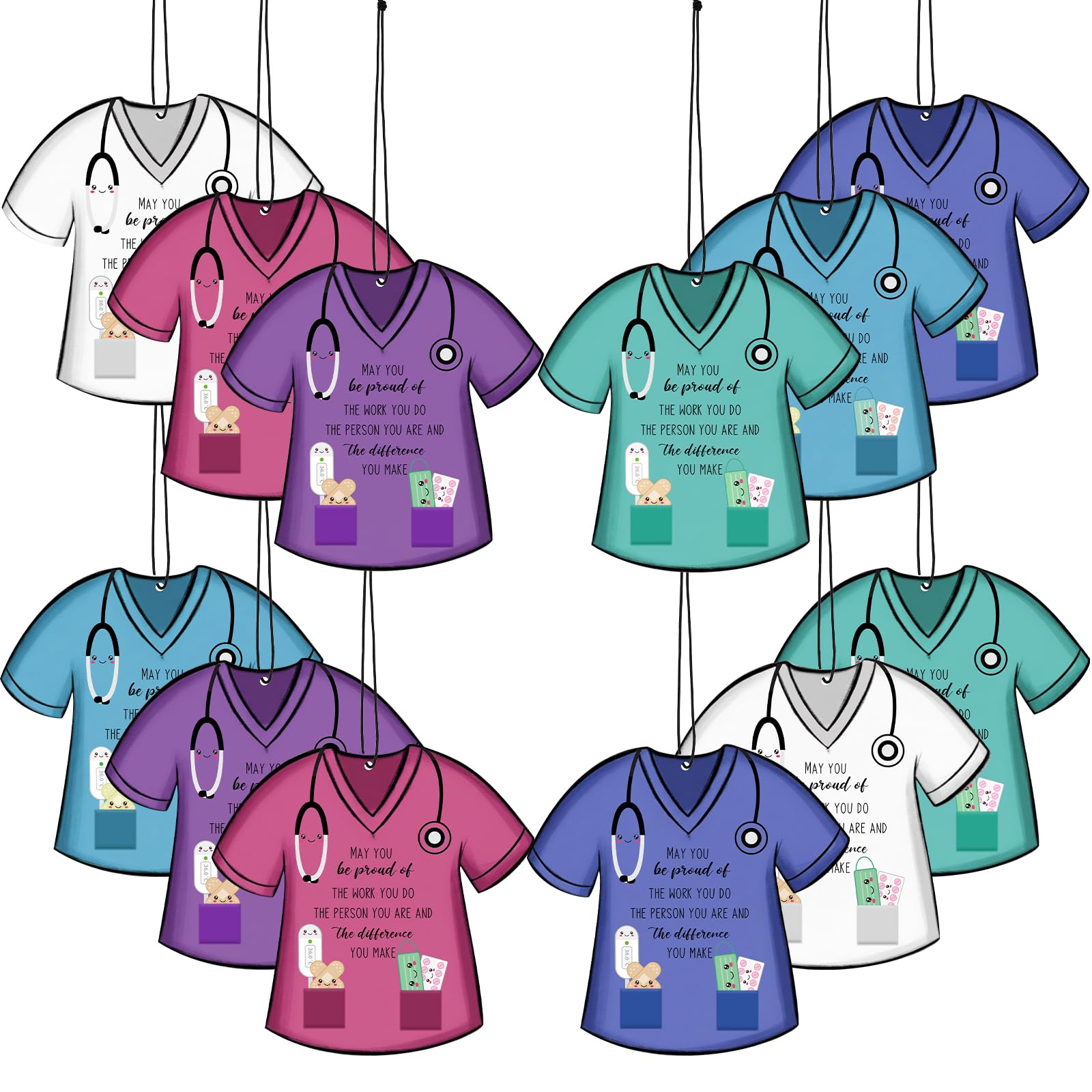 Siifert 96 Pcs Nurse Appreciation Gift Bulk Funny Air Freshener Car Scented Thank You Hanging Decor Gifts for Doctors Practition