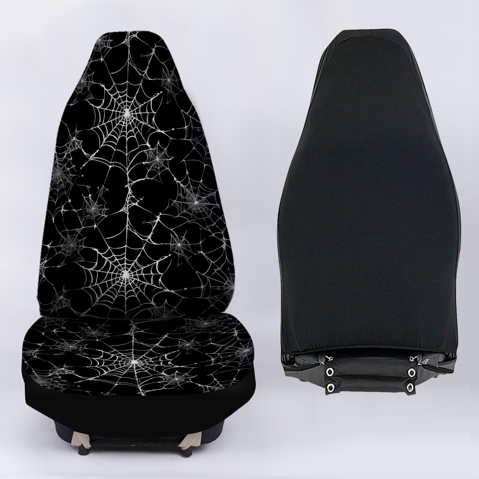 Bulopur Halloween Black Spider Web Printed Car Seat Covers Sets Of 2 Vehicle Front Seat Cushions Automobile Seat Protector Car S