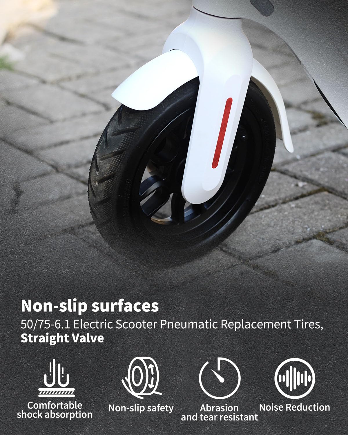 Walshen 8.5" Tire Tube Set for Xiaomi Electric Scooter - Rubber, Black, Model 50/75-6.1, Thickened Pneumatic Tire and Tubes