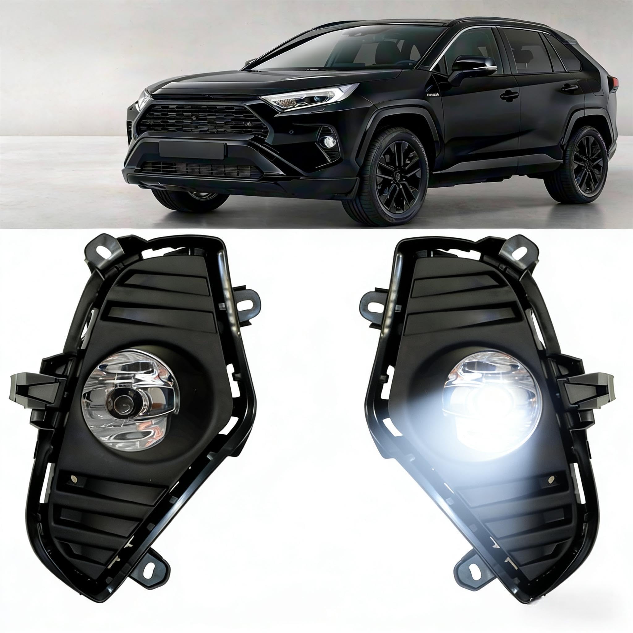 ILAMP Fog Light for Toyota RAV4 2019-25 w/Halogen Bulbs Bezel Wire Kits AM-TY360N
