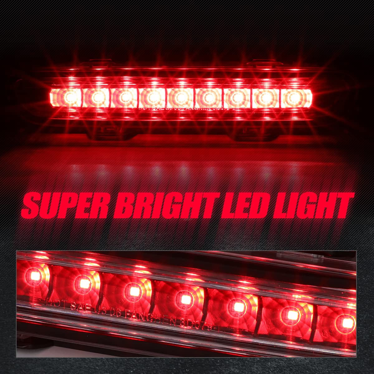 Auto Dynasty Full LED Black Housing 3rd Third Tail Brake Light Rear Center High Mount Stop Lamp Compatible with Charger 06-10