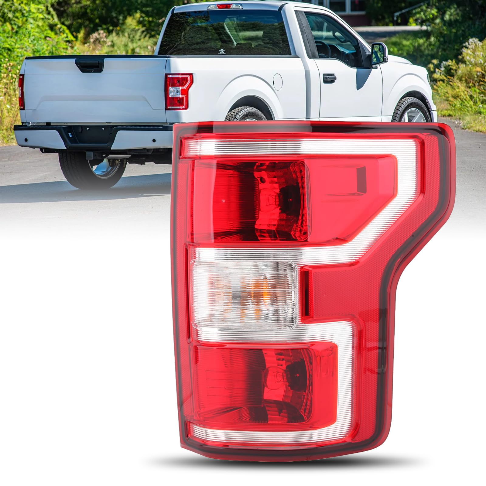 Passenger Side Tail Light Assembly Compatible With Ford F150 F-150 2018-2020 With Halogen Bulb And Harness Right Tail Lamp