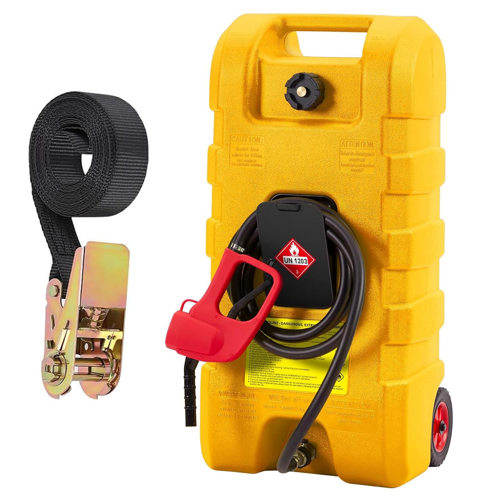 15 Gallon Gas Can, Portable Fuel Tank With Pump, Fuel Transfer Tank, Portable Gasoline Tank On Wheels With Le Fluid Transfer Sip