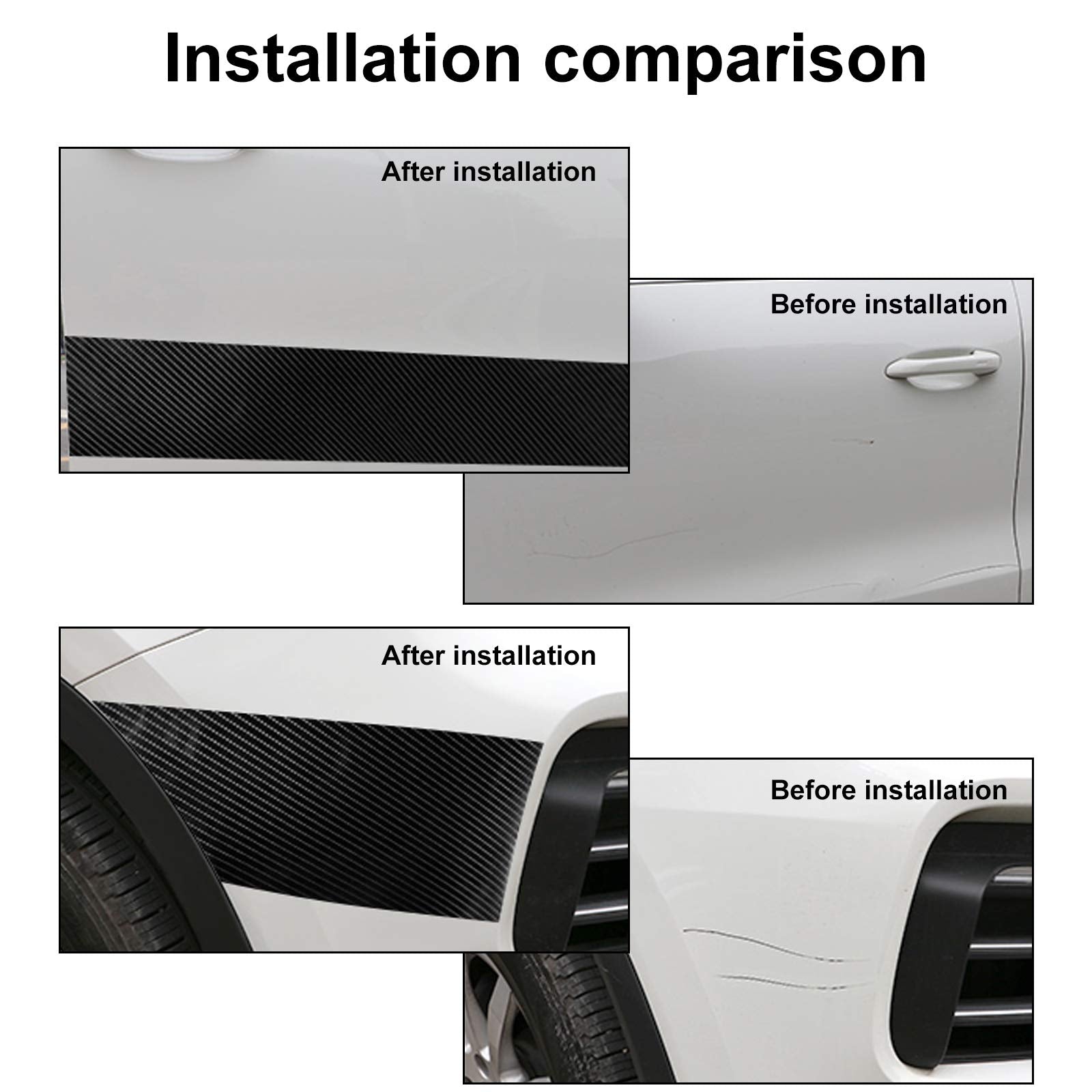 Myfamirea Car Door Edge Guards Carbon Fiber, 5D Gloss Black Vinyl Automotive Entry Sill Protector Wrap Film, Universal Self-Adhe